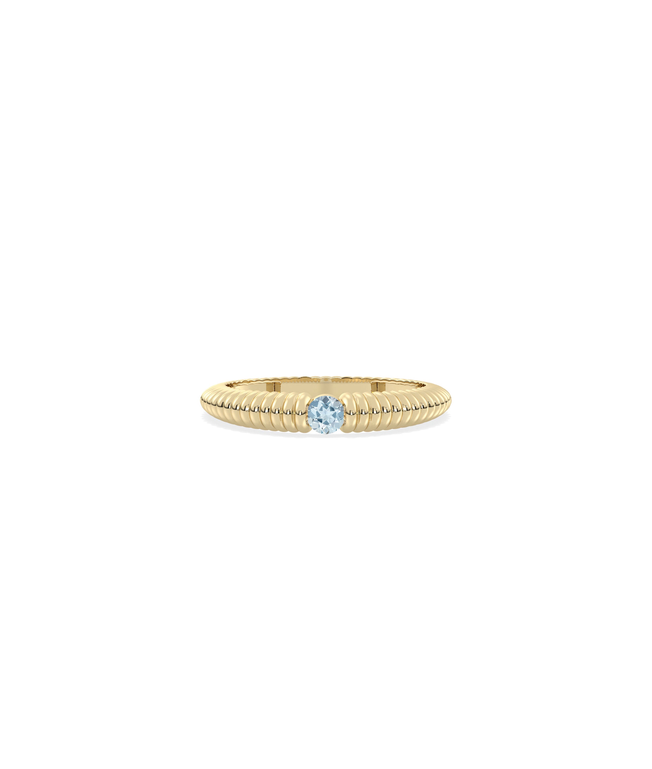 Birthstone Solitaire Groove Band Ring - Elegant Diamond Band Ring for Personalized Style