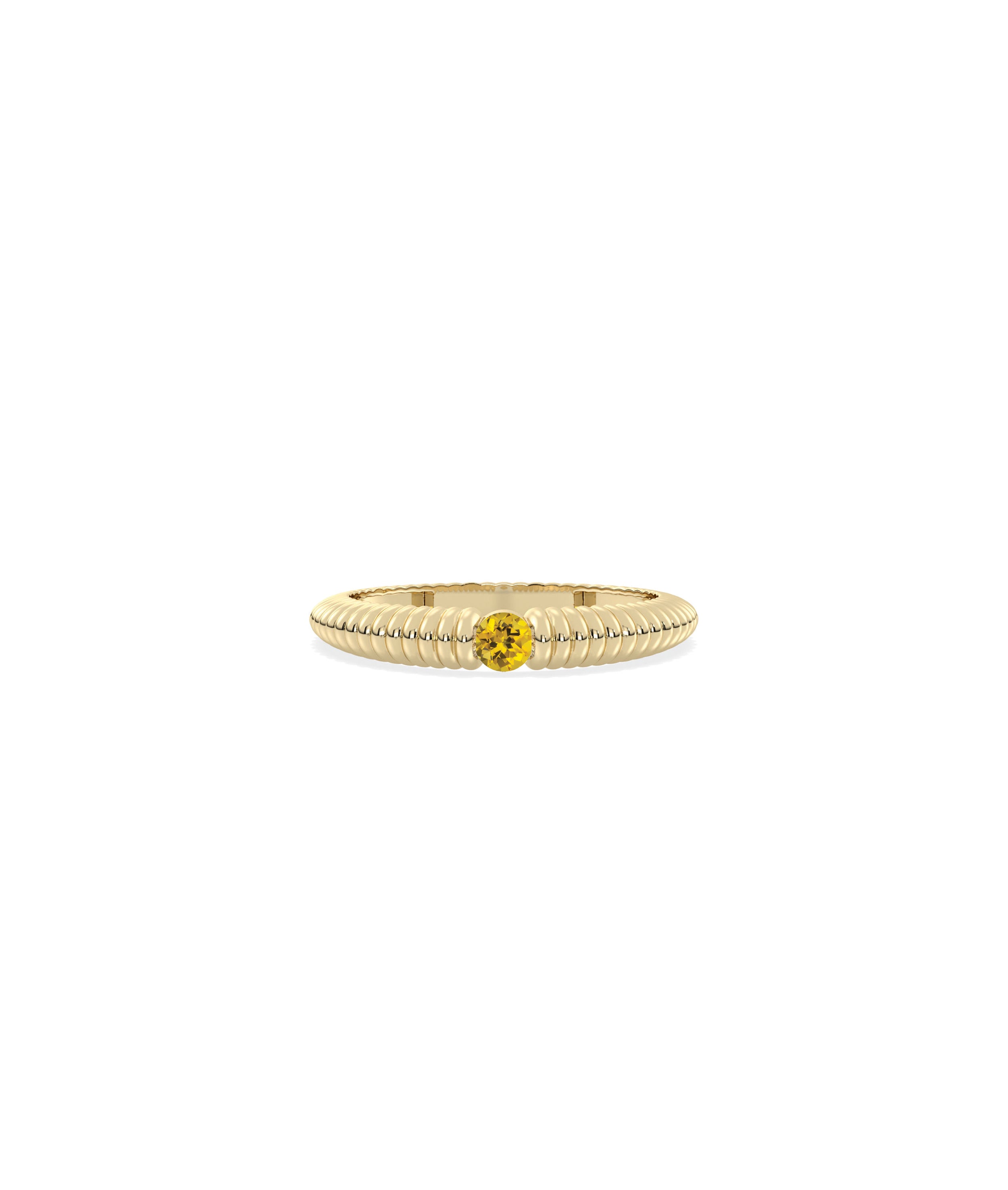 Birthstone Solitaire Groove Band Ring