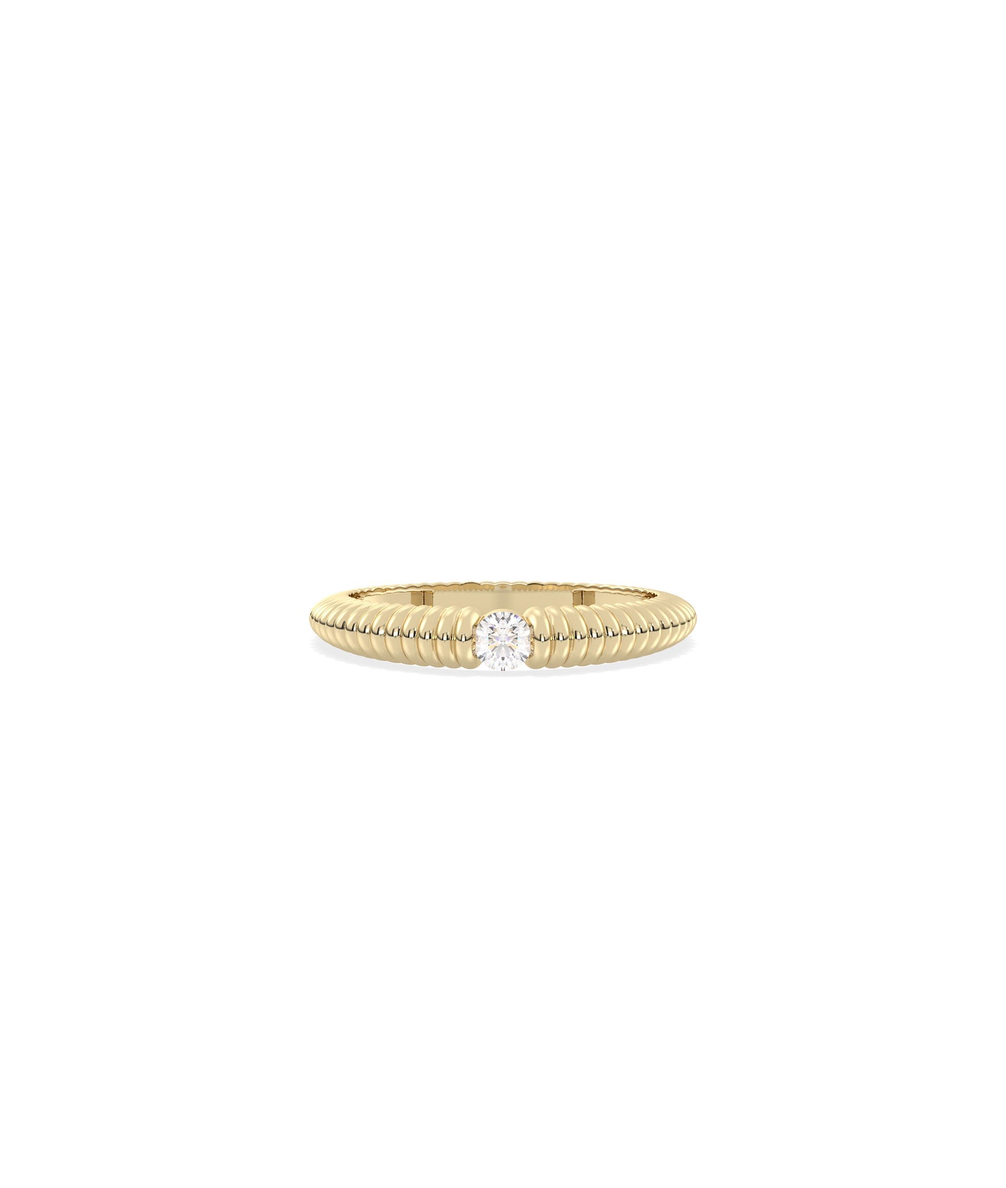 Birthstone Solitaire Groove Band Ring