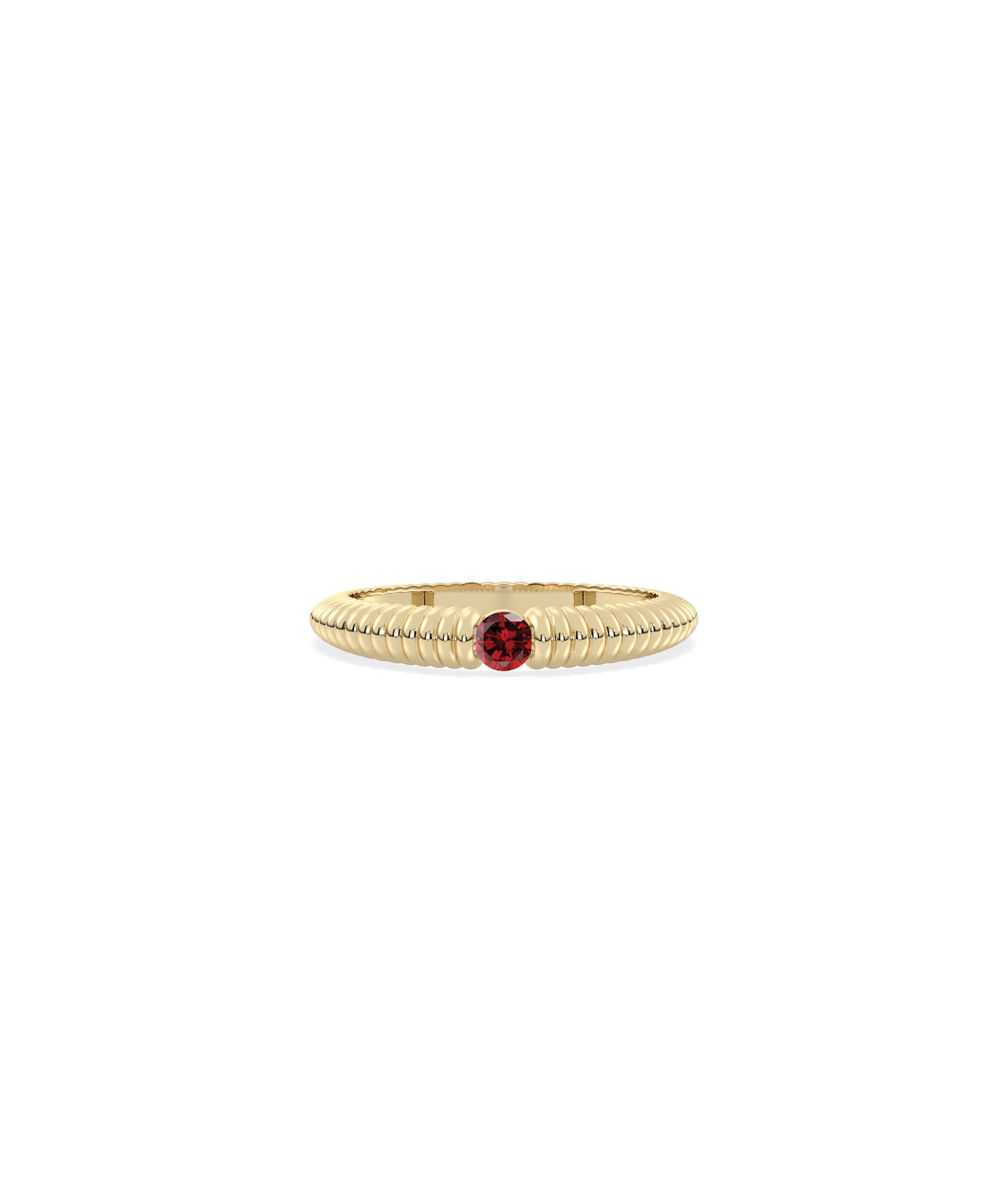 Birthstone Solitaire Groove Band Ring