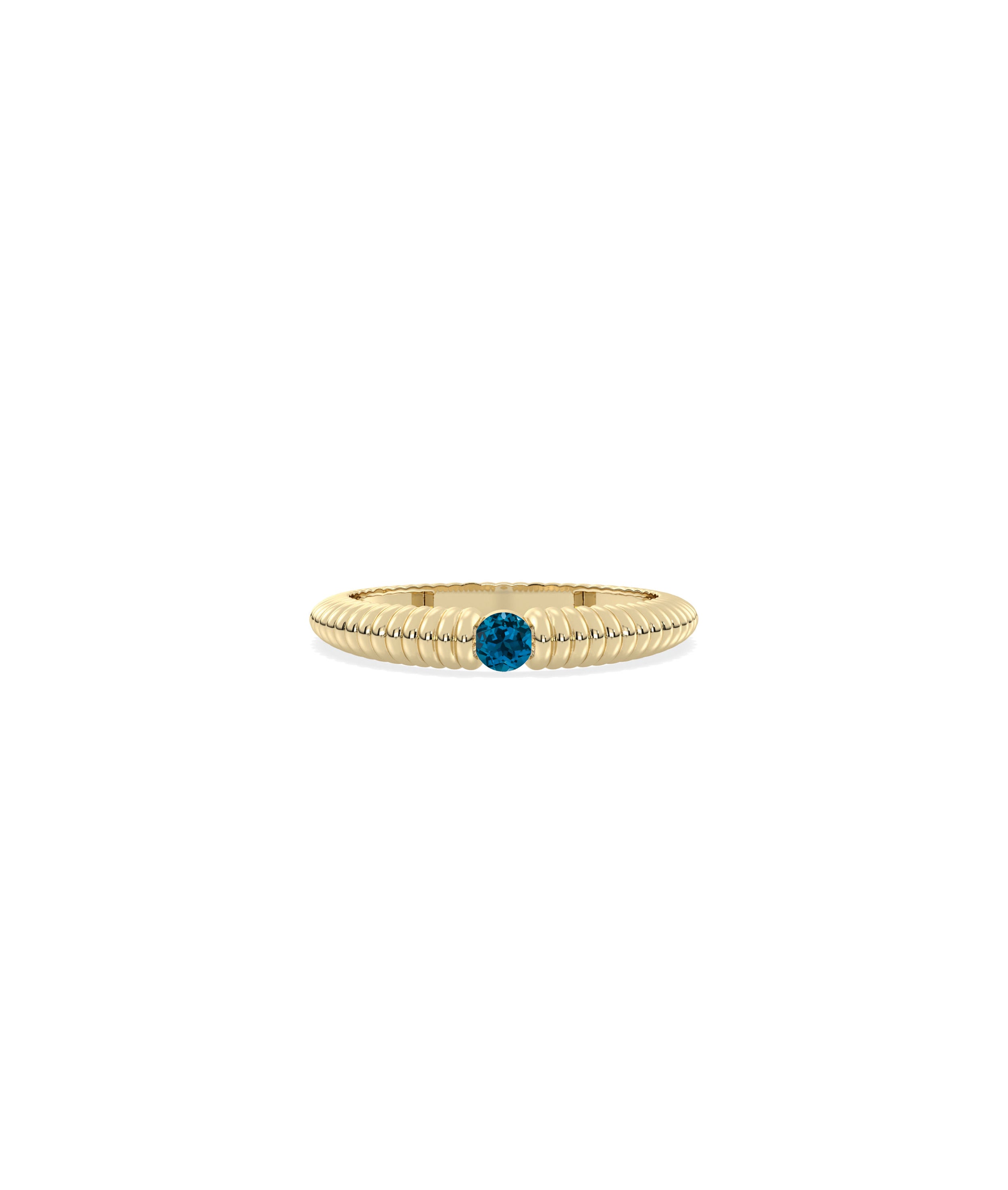 Birthstone Solitaire Groove Band Ring