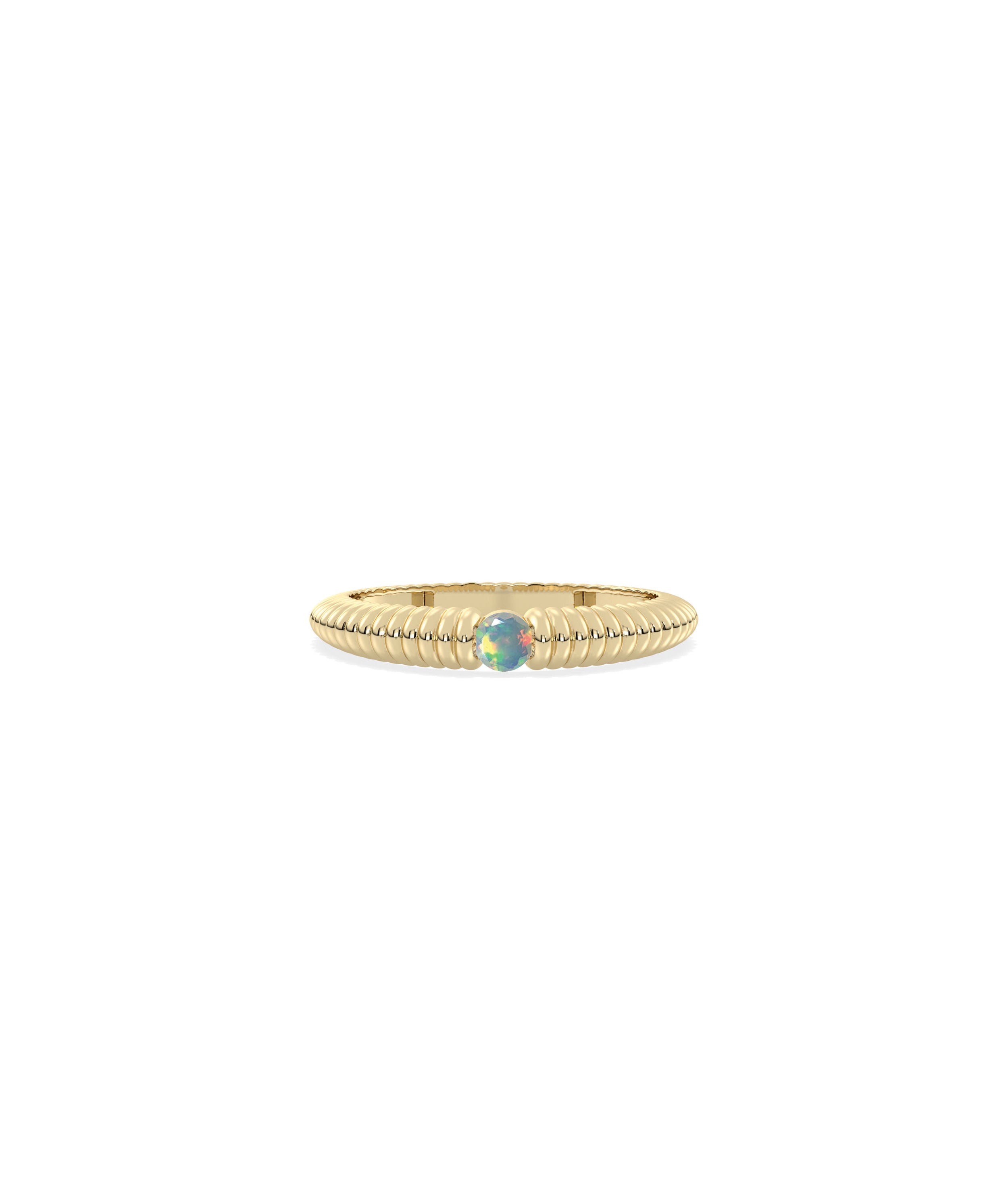 Birthstone Solitaire Groove Band Ring