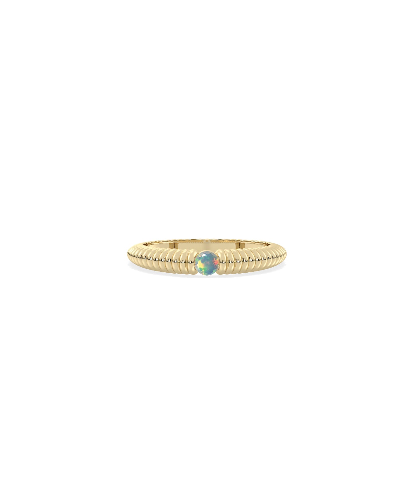 Birthstone Solitaire Groove Band Ring