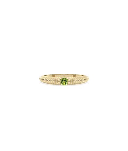 Birthstone Solitaire Groove Band Ring