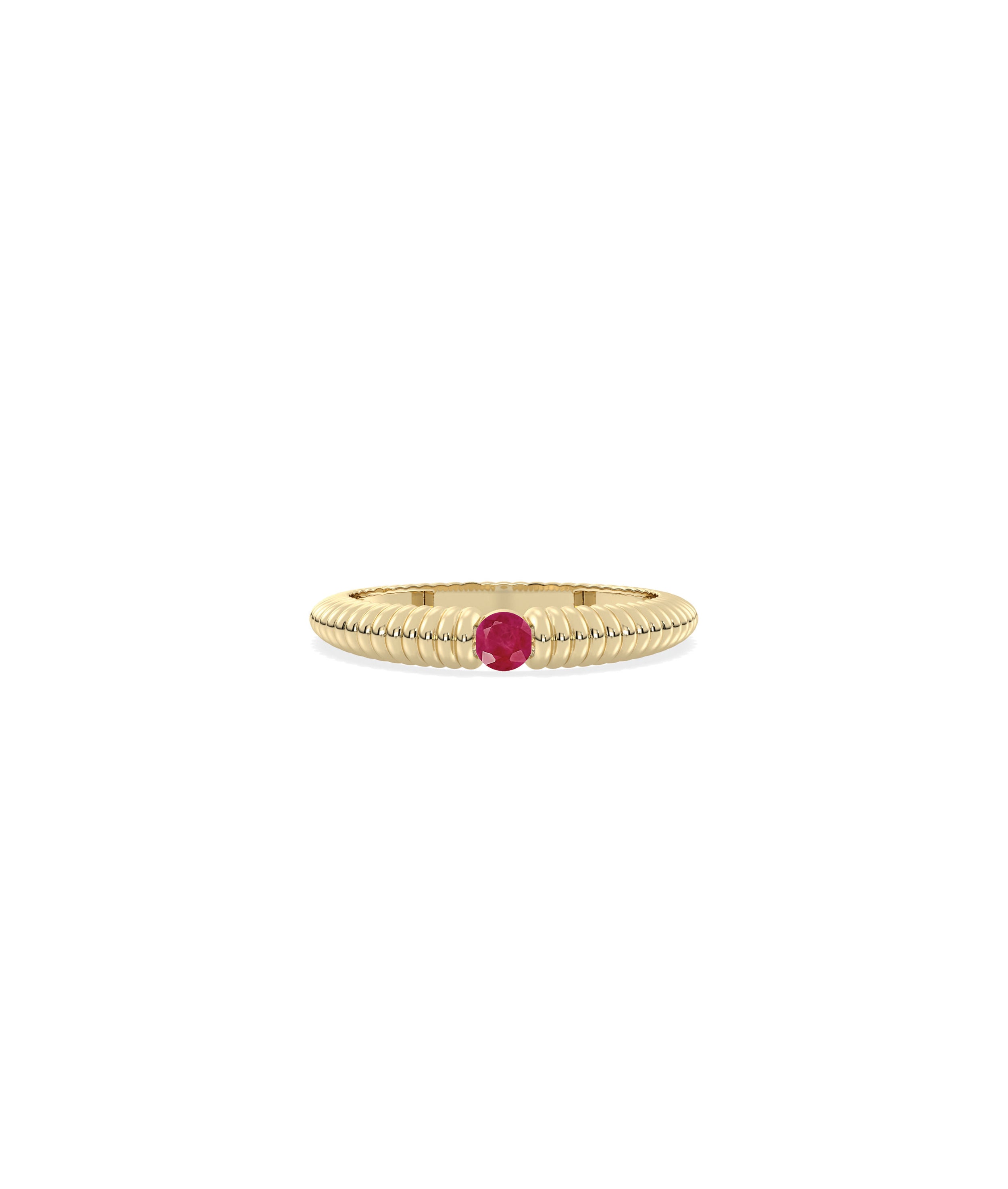 Birthstone Solitaire Groove Band Ring