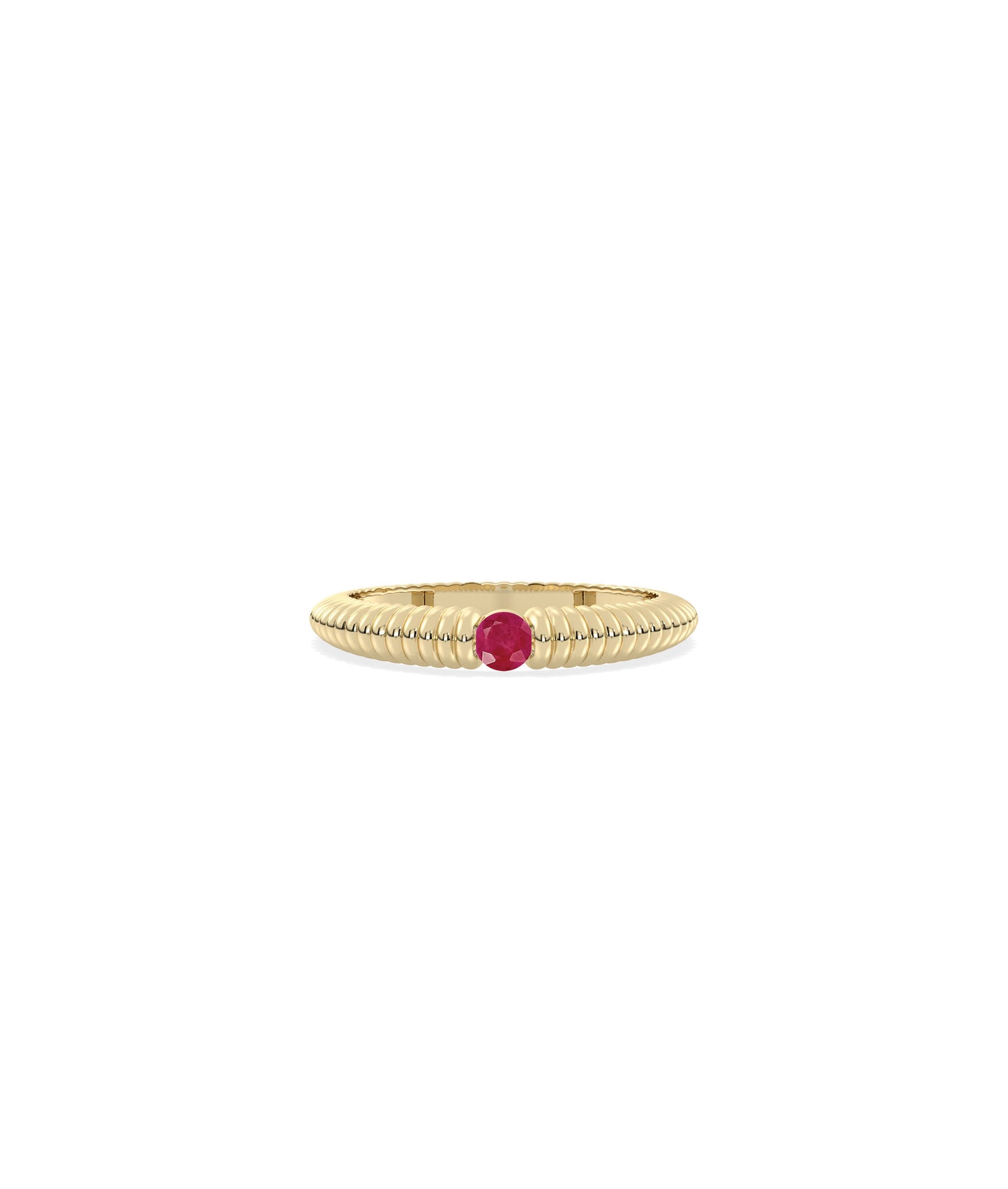 Birthstone Solitaire Groove Band Ring