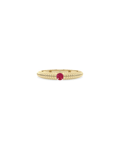 Birthstone Solitaire Groove Band Ring