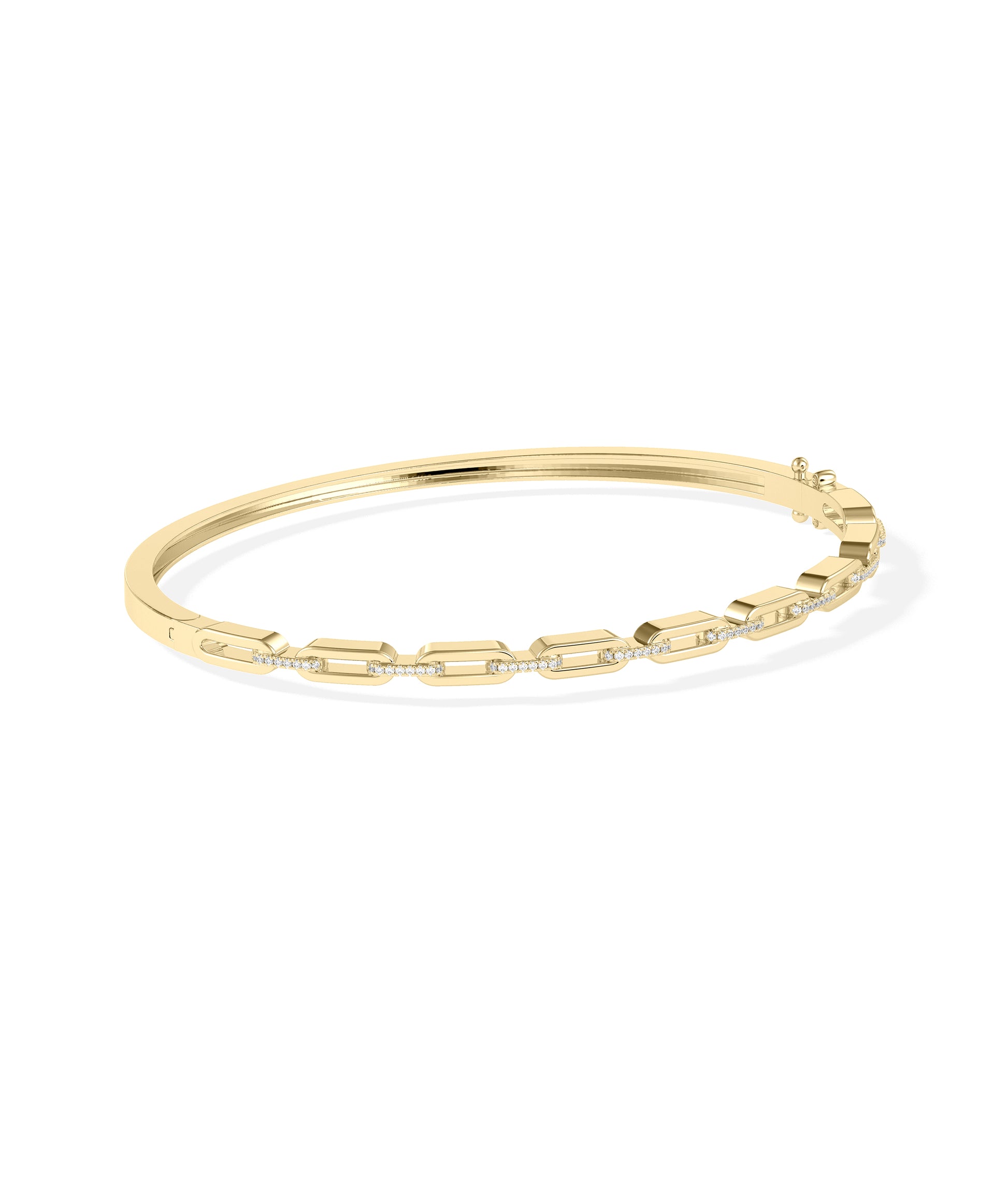 Diamond Link Bangle | Modern Gold Bracelet