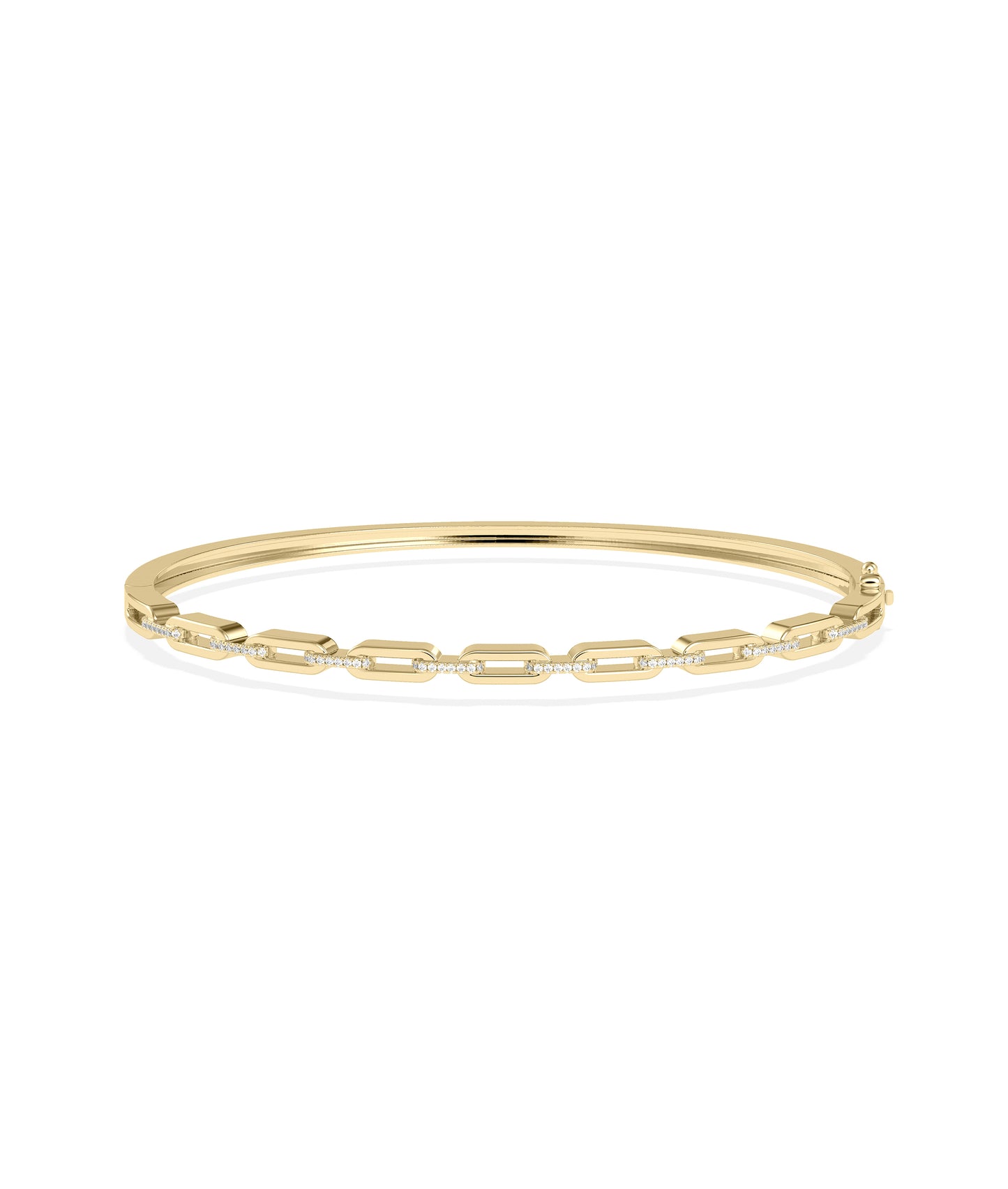 Diamond Link Bangle | Modern Gold Bracelet