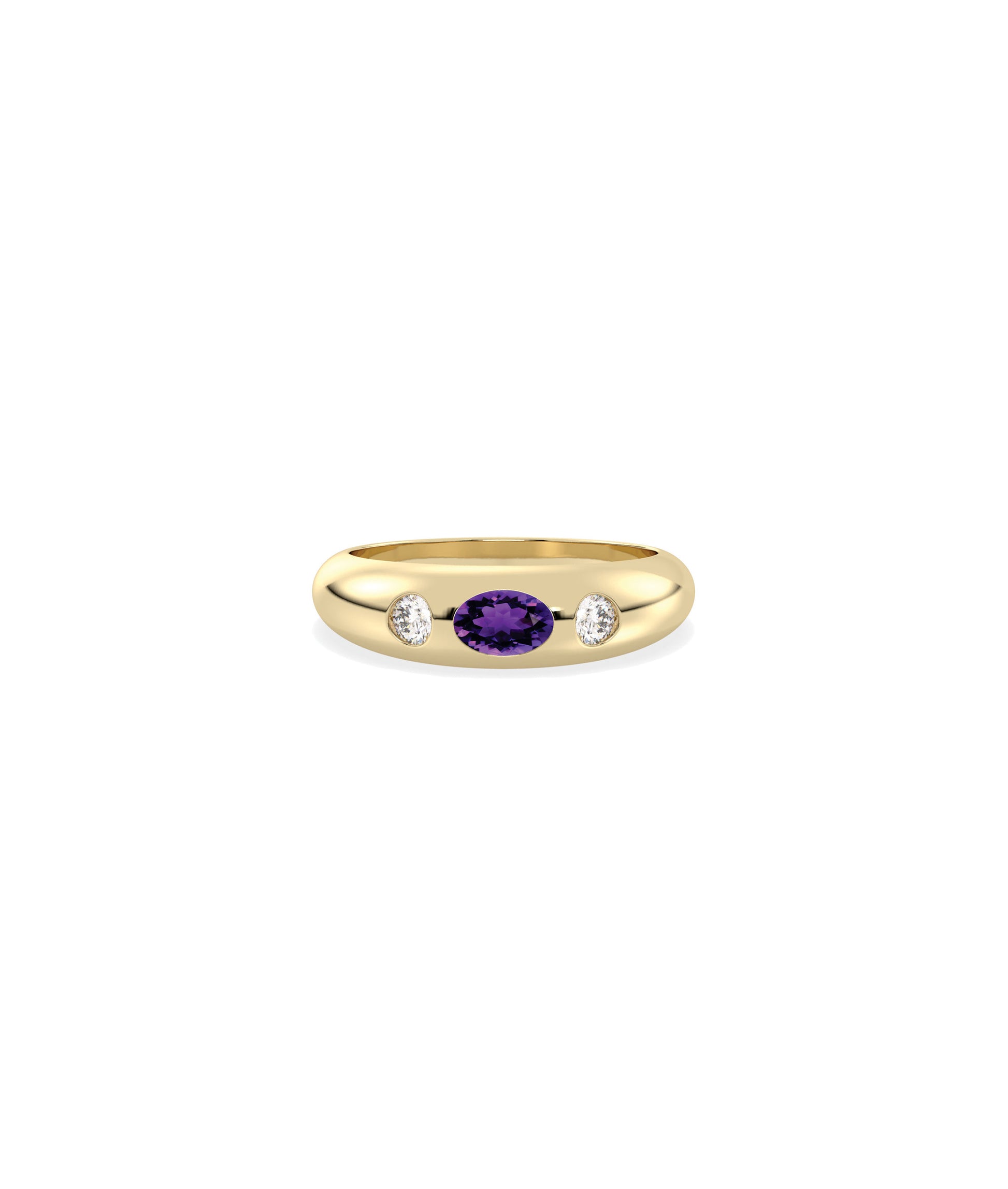 Birthstone Bezel Set and Diamond Band Ring | Everyday Jewelry