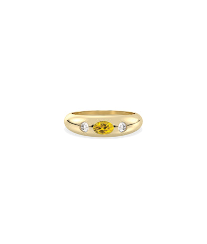 Birthstone Bezel Set and Diamond Band Ring | Everyday Jewelry