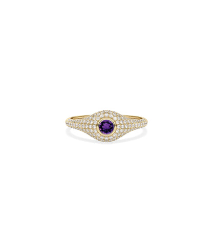 Birthstone Solitaire and Diamond Pave Band Ring | Shop Diamond Band Rings 