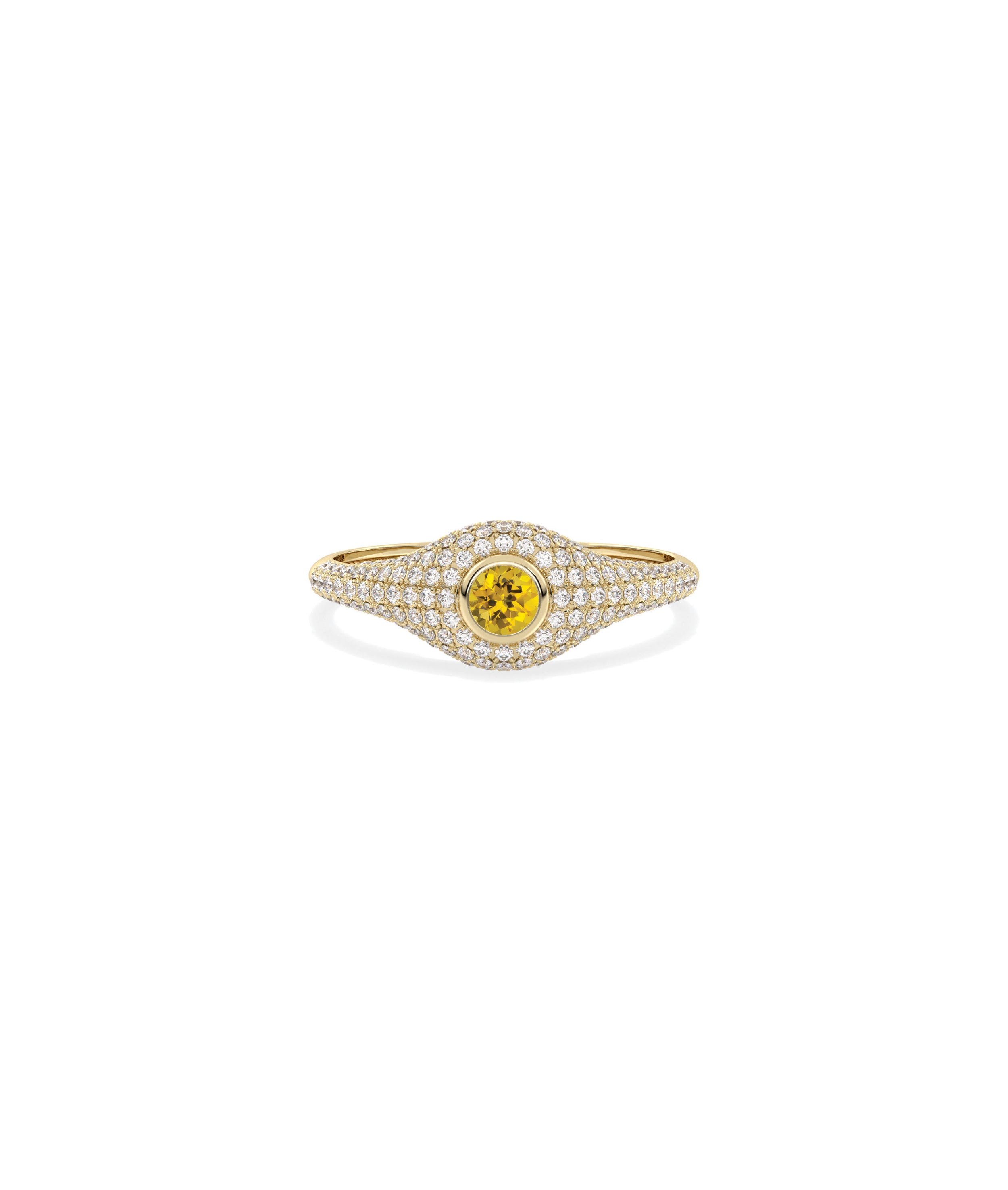 Birthstone Solitaire and Diamond Pave Band Ring | Shop Diamond Band Rings 