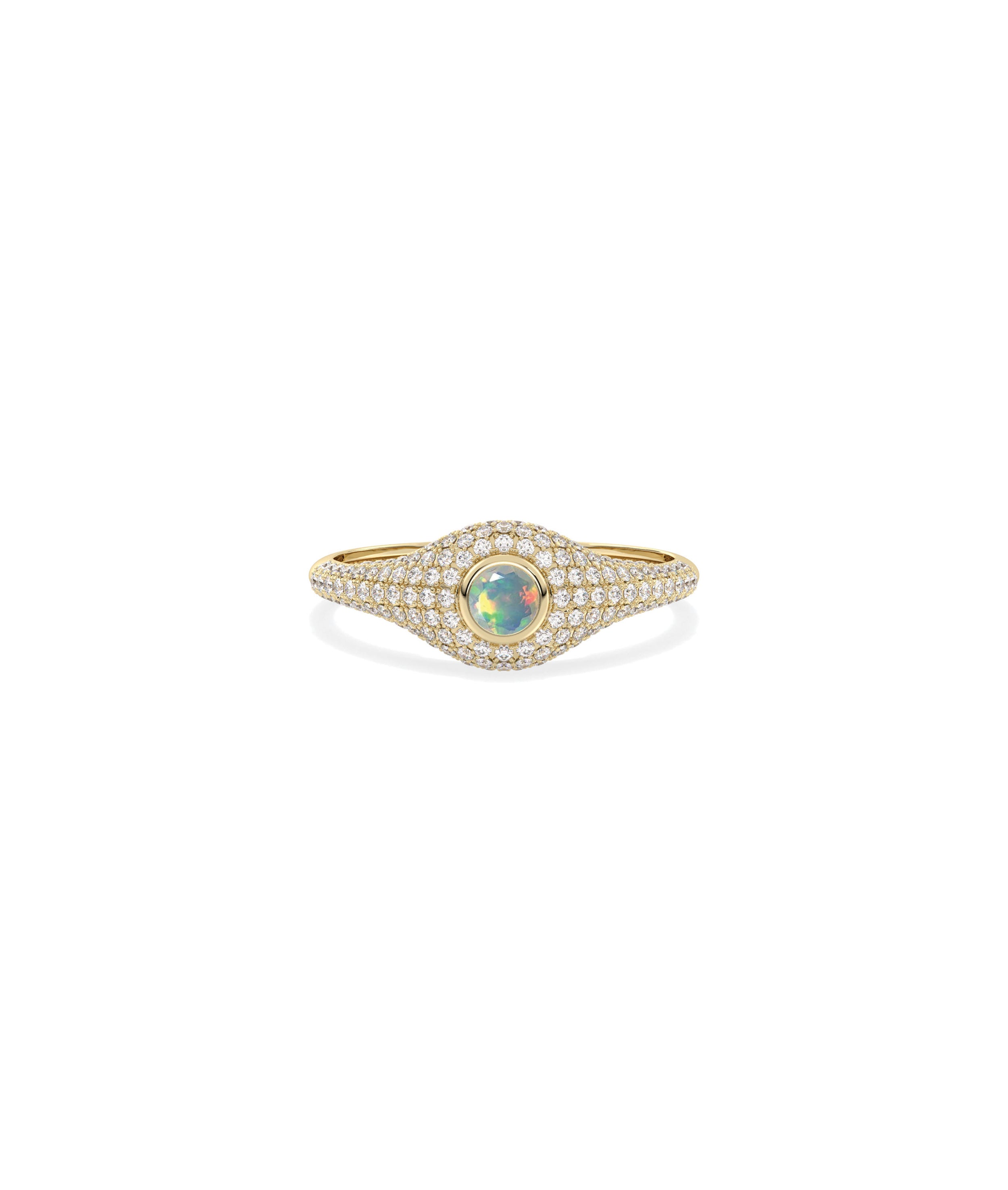 Birthstone Solitaire and Diamond Pave Band Ring | Shop Diamond Band Rings 