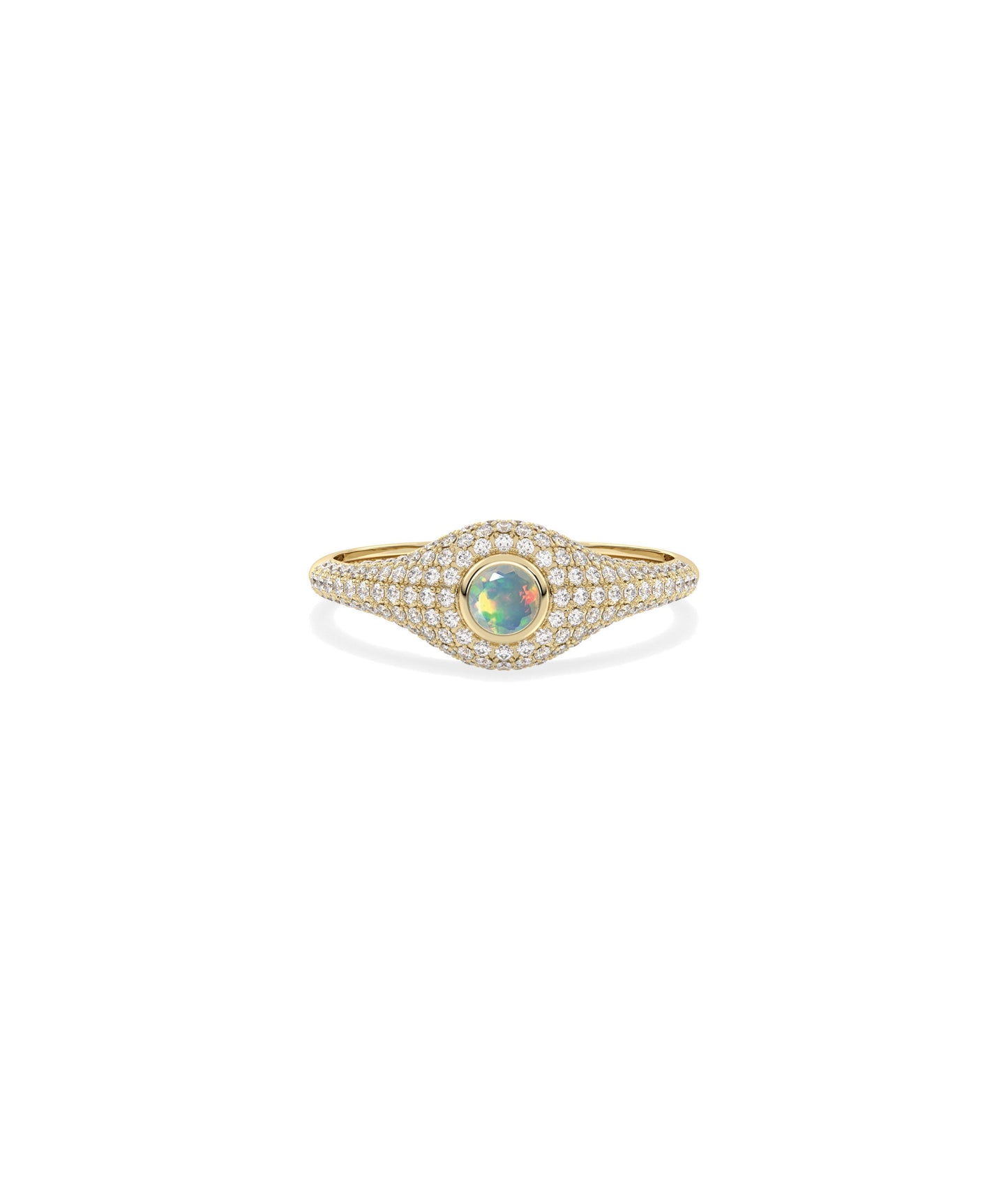 Birthstone Solitaire and Diamond Pave Band Ring | Shop Diamond Band Rings 