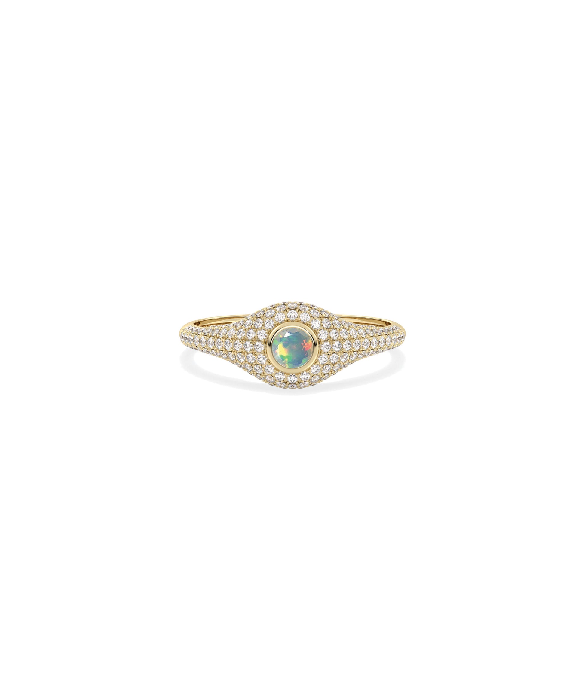 Birthstone Solitaire and Diamond Pave Band Ring | Shop Diamond Band Rings 