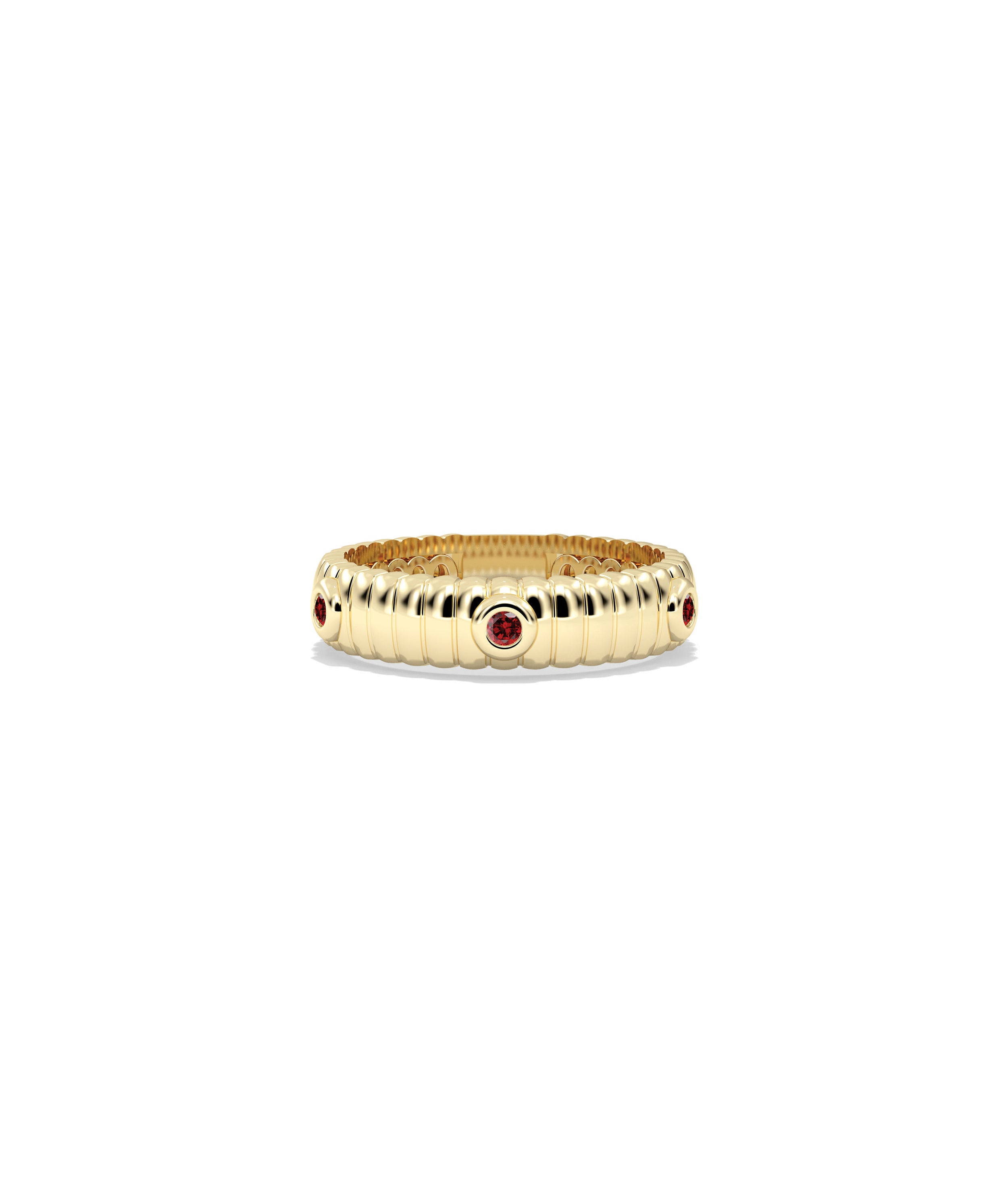 Birthstone Station Groove Band Ring - Elegant Diamond Band Ring for Personalized Style