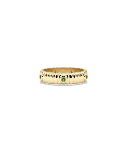 Birthstone Station Groove Band Ring - Elegant Diamond Band Ring for Personalized Style