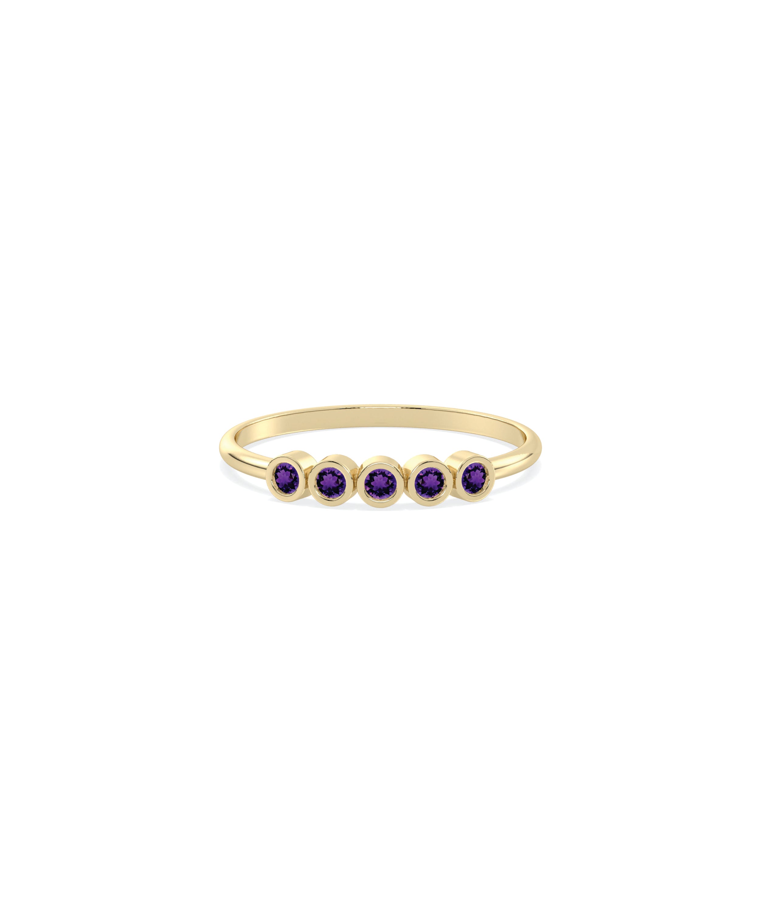 5 Stone Birthstone Bezel Ring - Everyday Jewelry