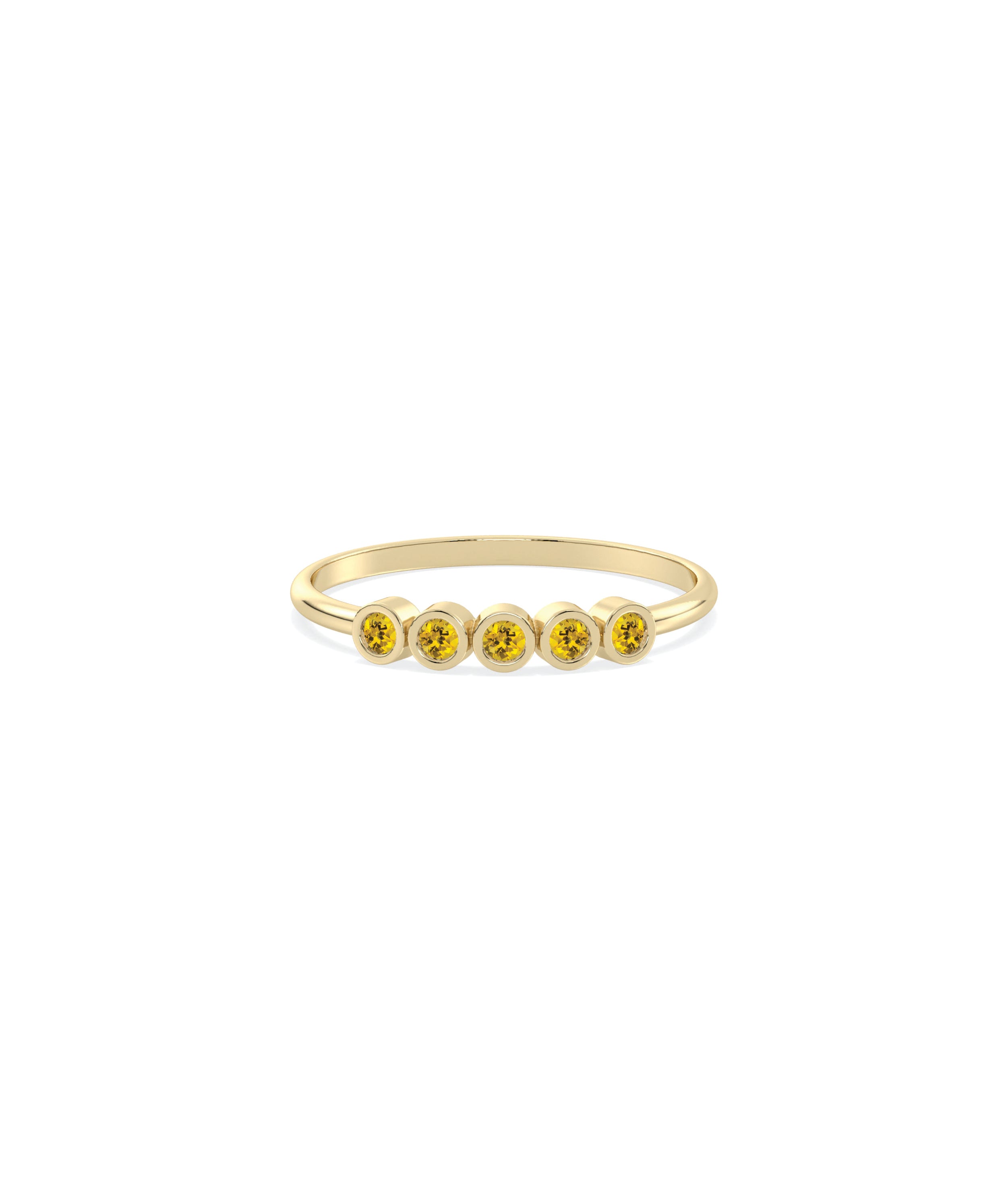 5 Stone Birthstone Bezel Ring - Everyday Jewelry