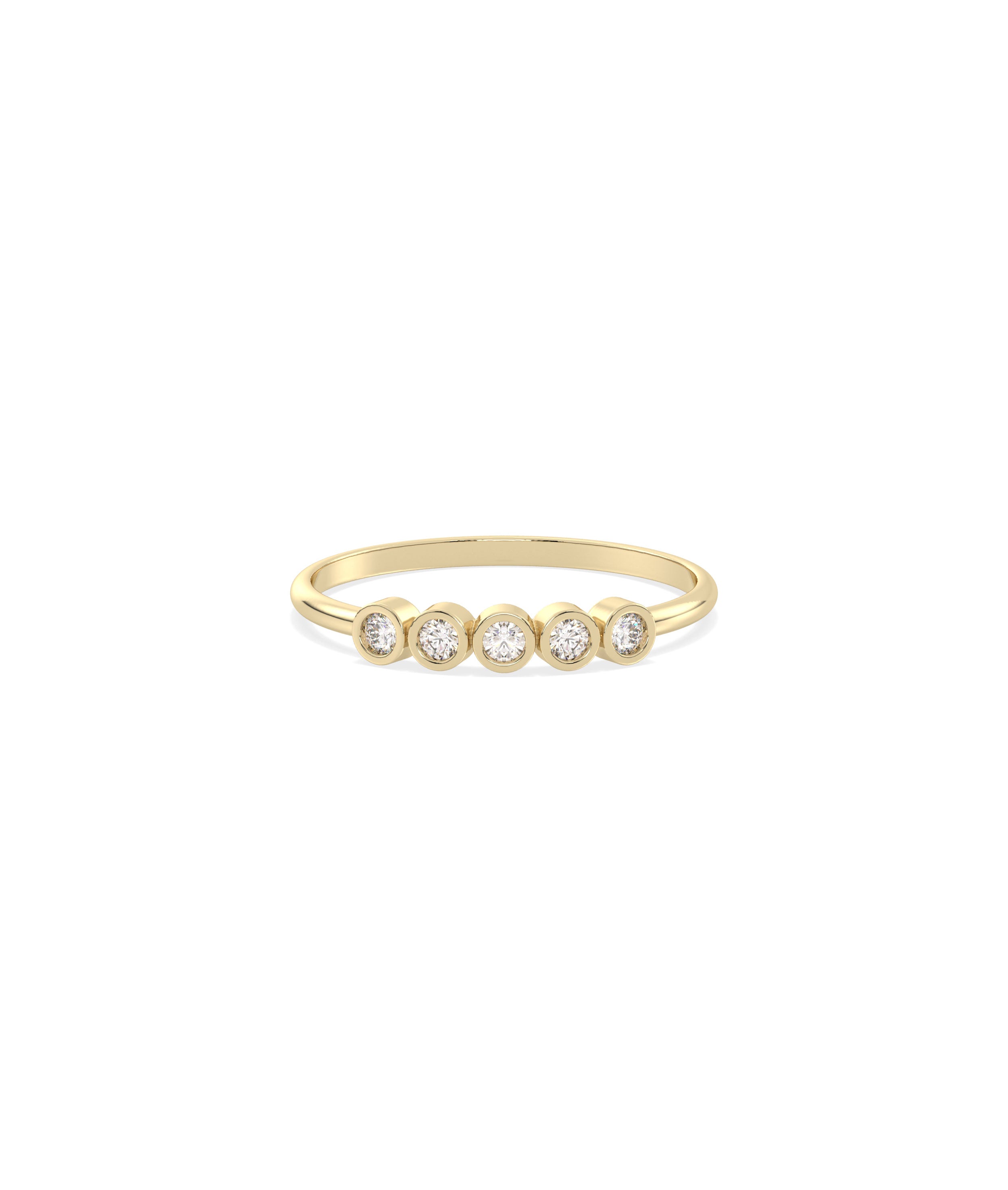 5 Stone Birthstone Bezel Ring - Everyday Jewelry