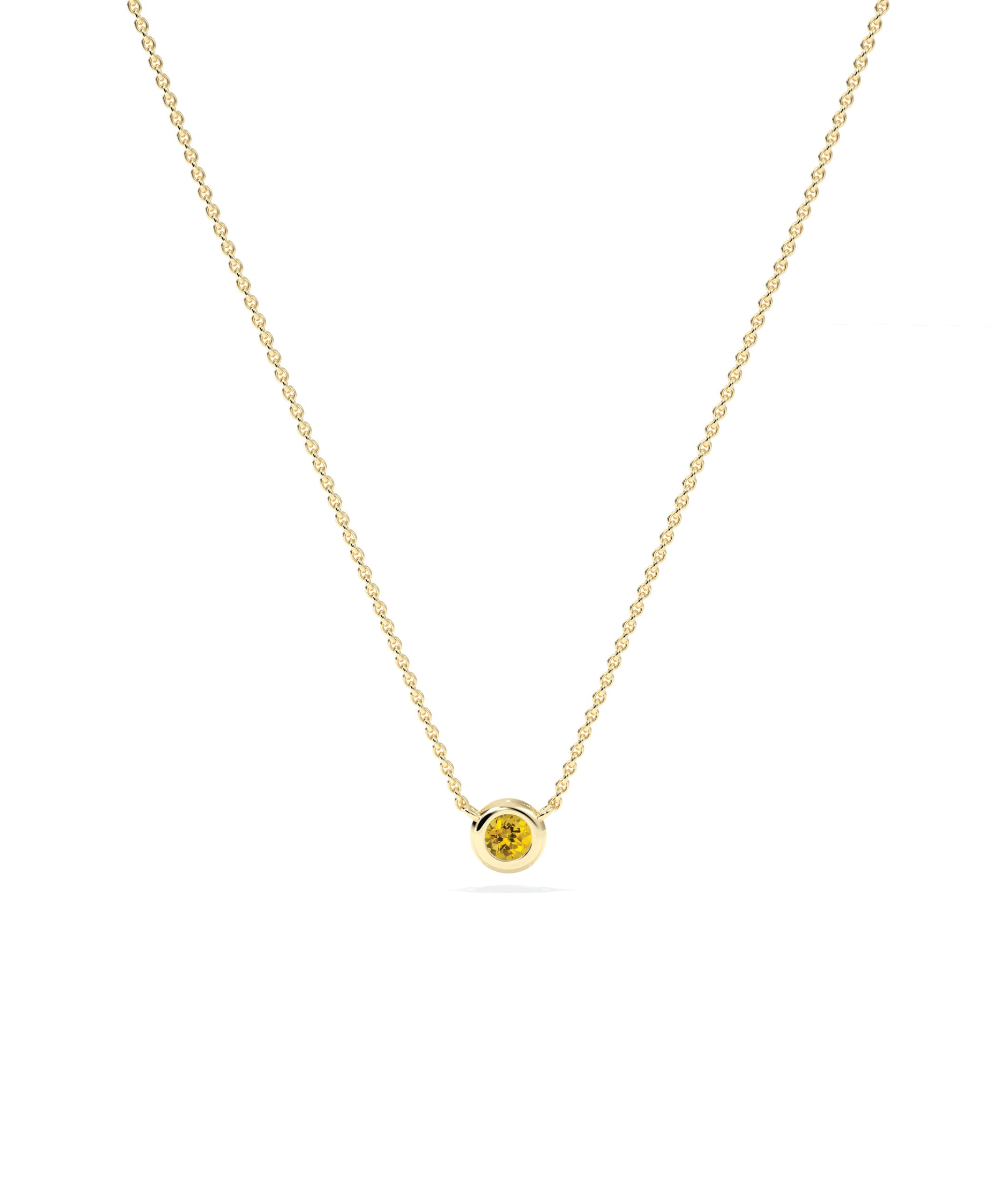 Birthstone Solitaire Bezel Set Necklace - Elegant Diamond Necklace for Everyday Jewelry