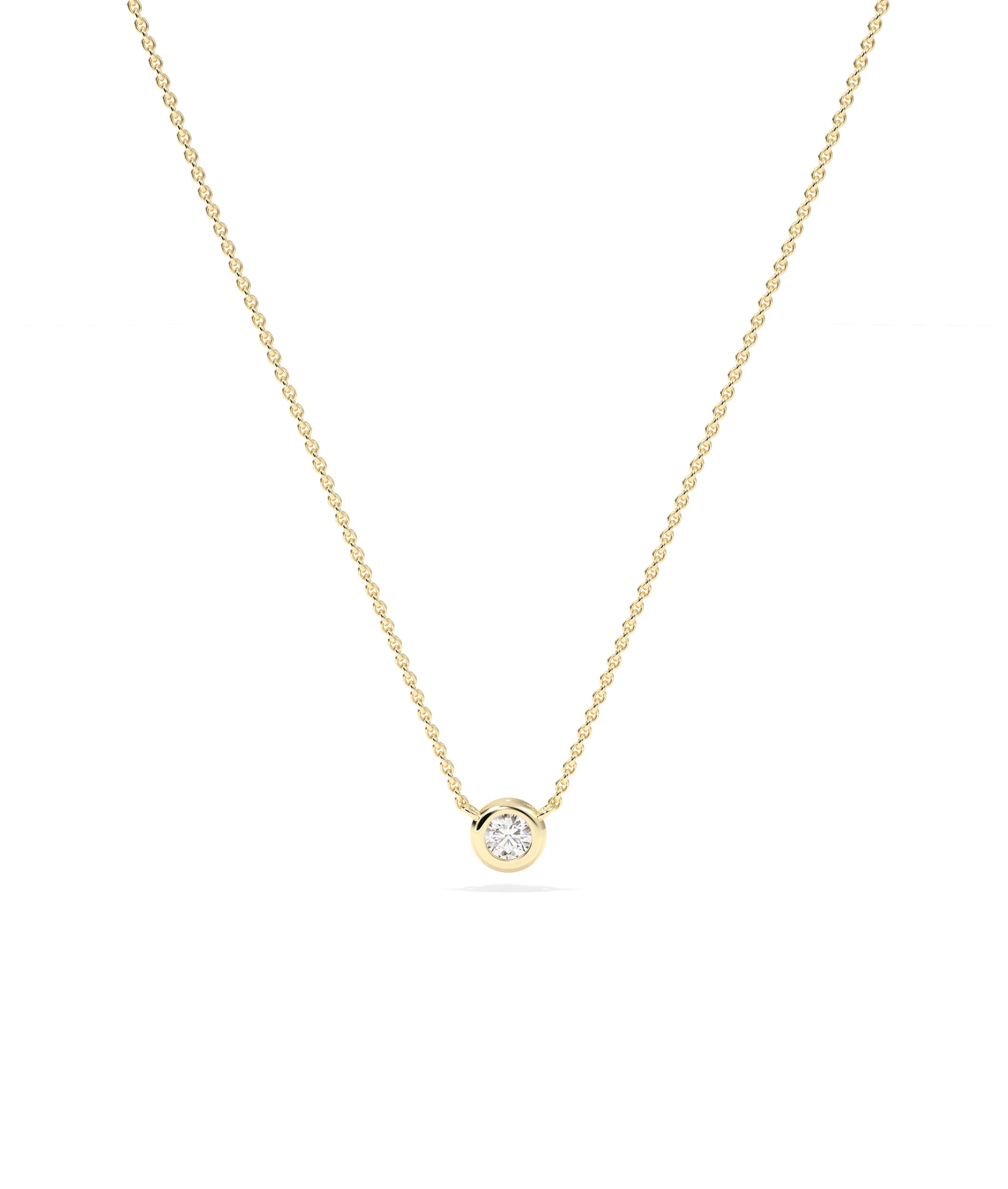 Birthstone Solitaire Bezel Set Necklace - Elegant Diamond Necklace for Everyday Jewelry