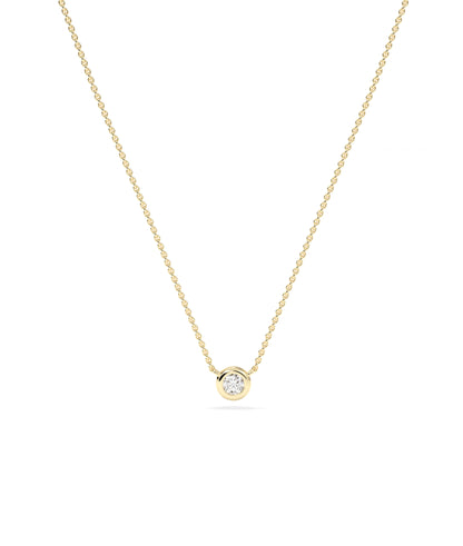 Birthstone Solitaire Bezel Set Necklace - Elegant Diamond Necklace for Everyday Jewelry