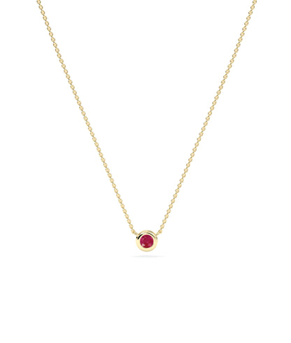 Birthstone Solitaire Bezel Set Necklace - Elegant Diamond Necklace for Everyday Jewelry