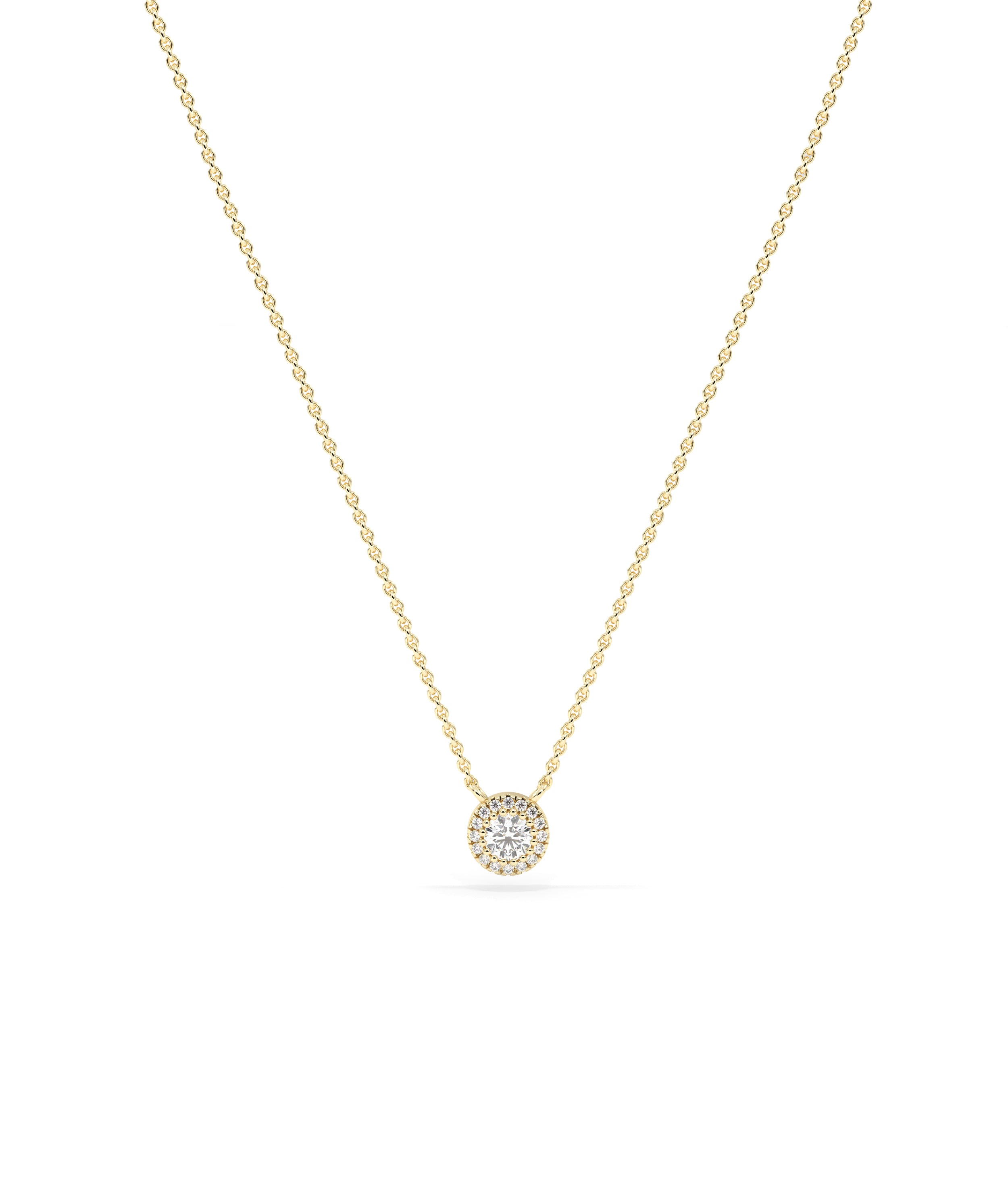 Birthstone and Diamond Halo Necklace | Elegant Diamond Necklace