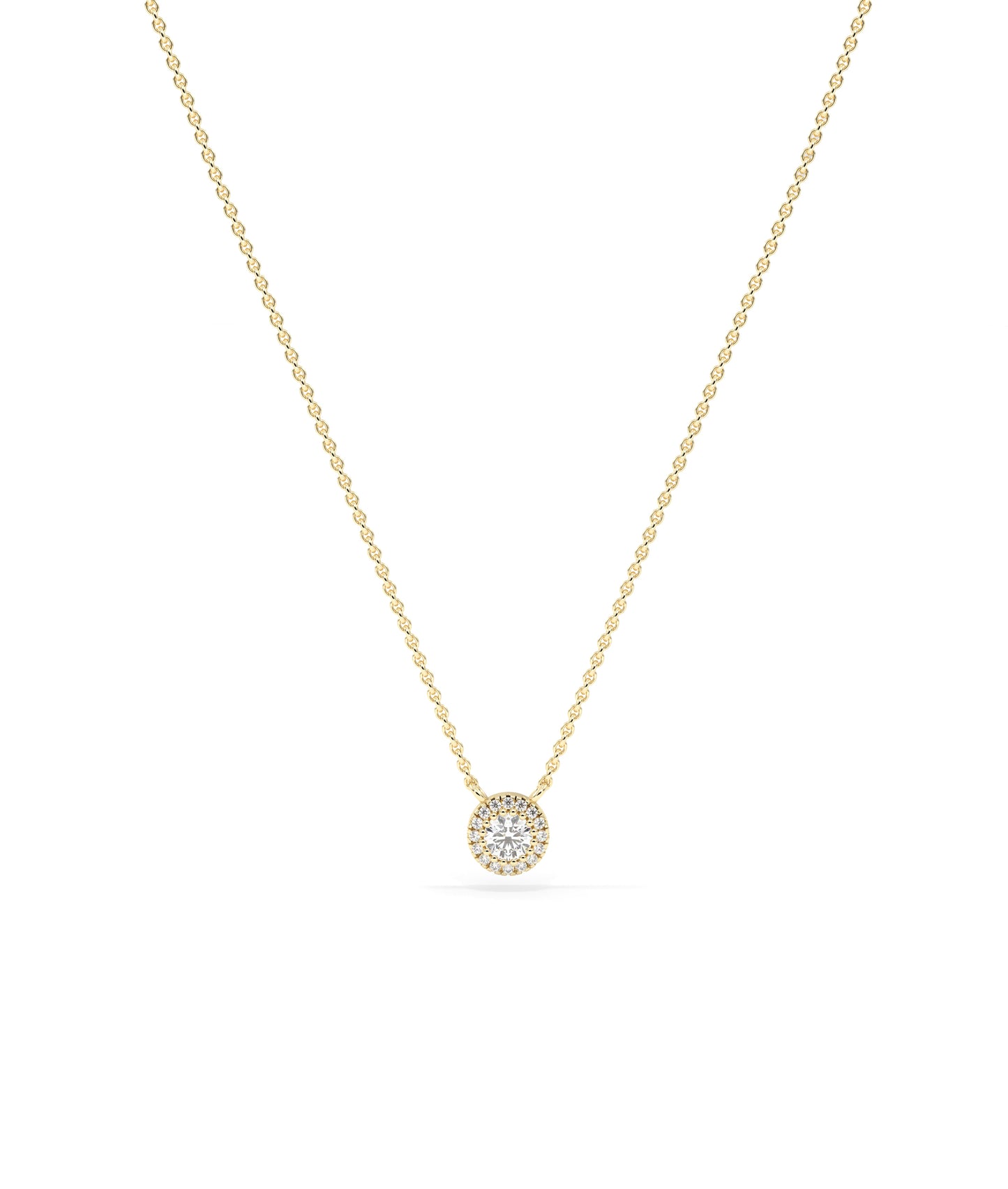 Birthstone and Diamond Halo Necklace | Elegant Diamond Necklace