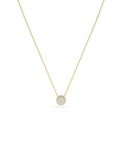 Birthstone and Diamond Halo Necklace | Elegant Diamond Necklace