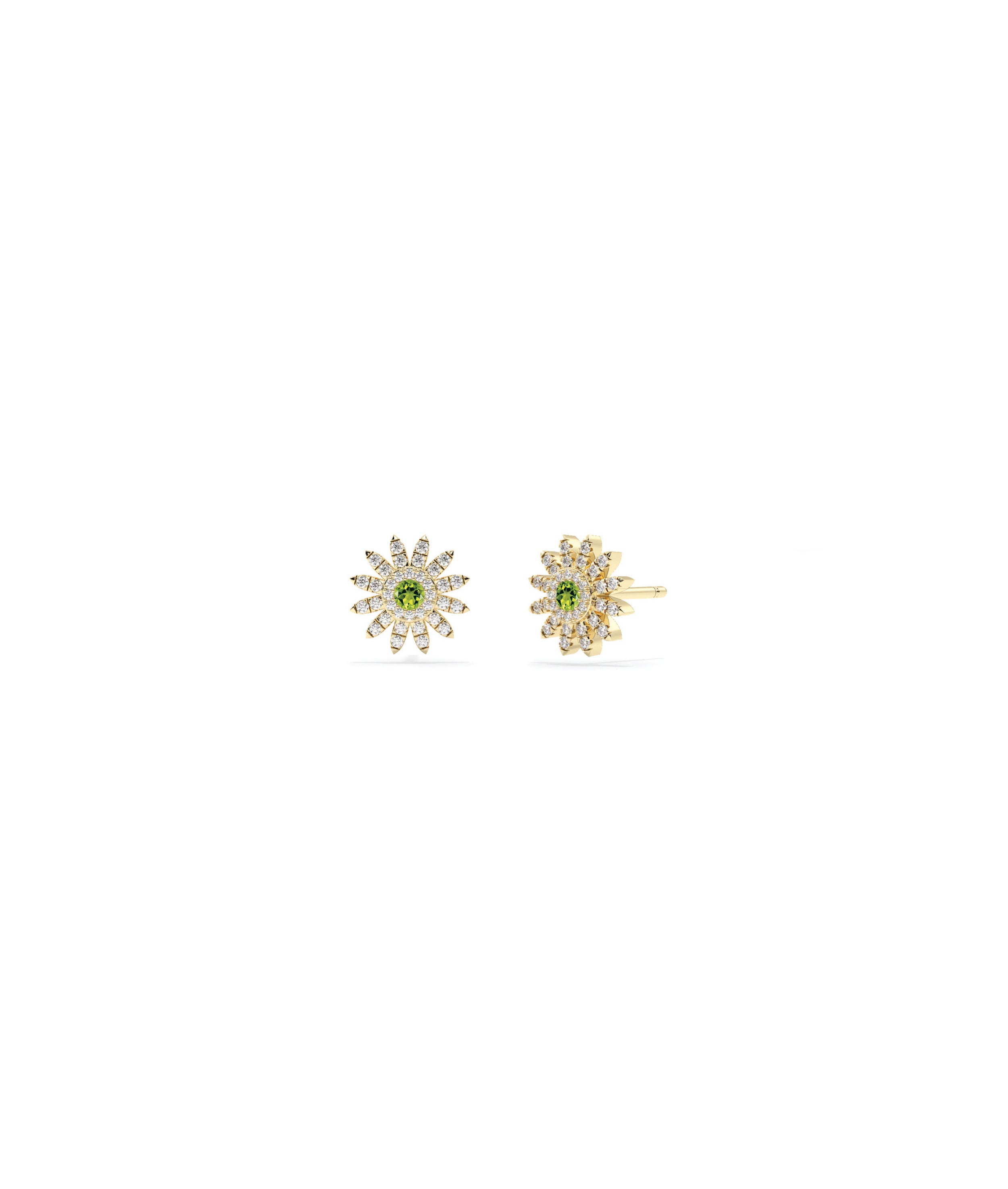 Birthstone and Diamond Flower Stud Earring | Diamond Earrings