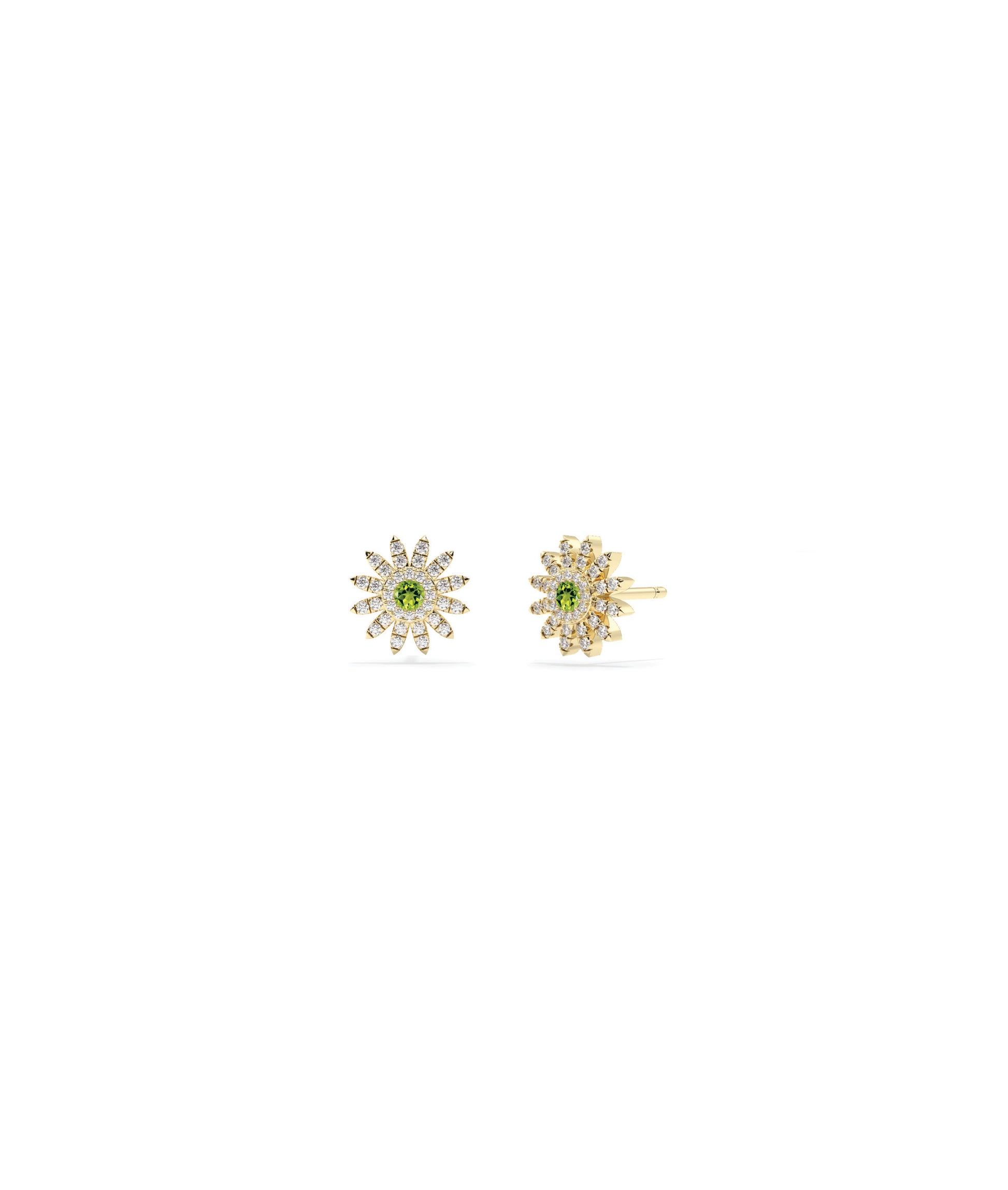 Birthstone and Diamond Flower Stud Earring | Diamond Earrings