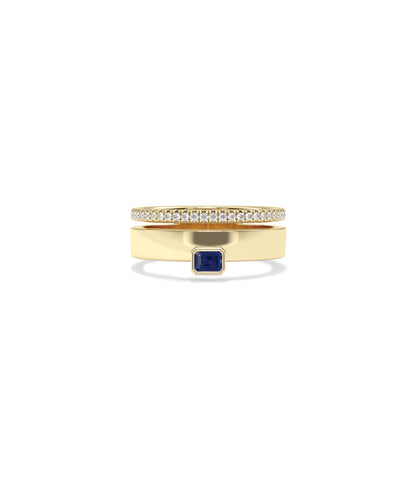 Birthstone and Diamond Band Ring