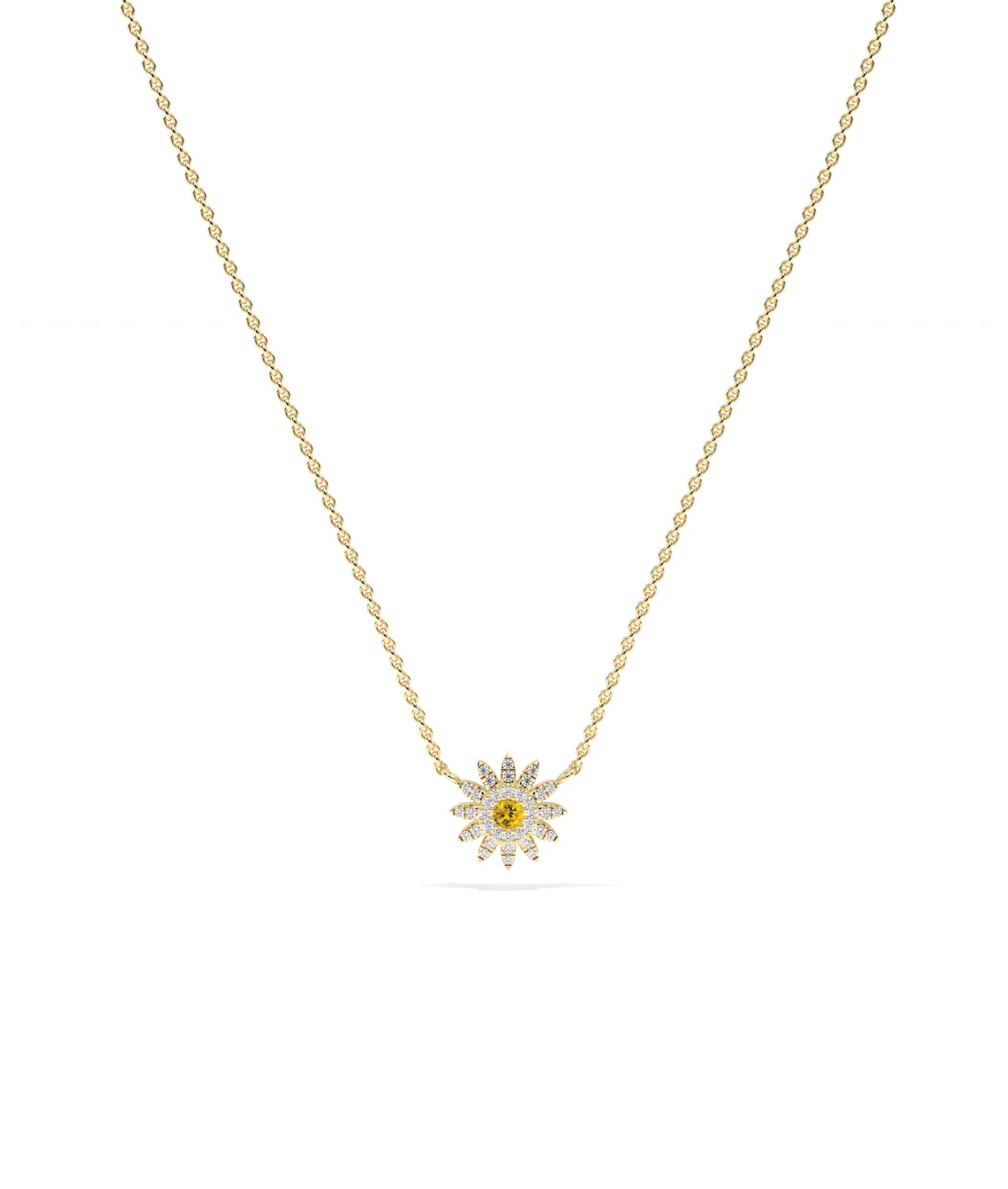 Birthstone and Diamond Flower Necklace | Diamond Necklace