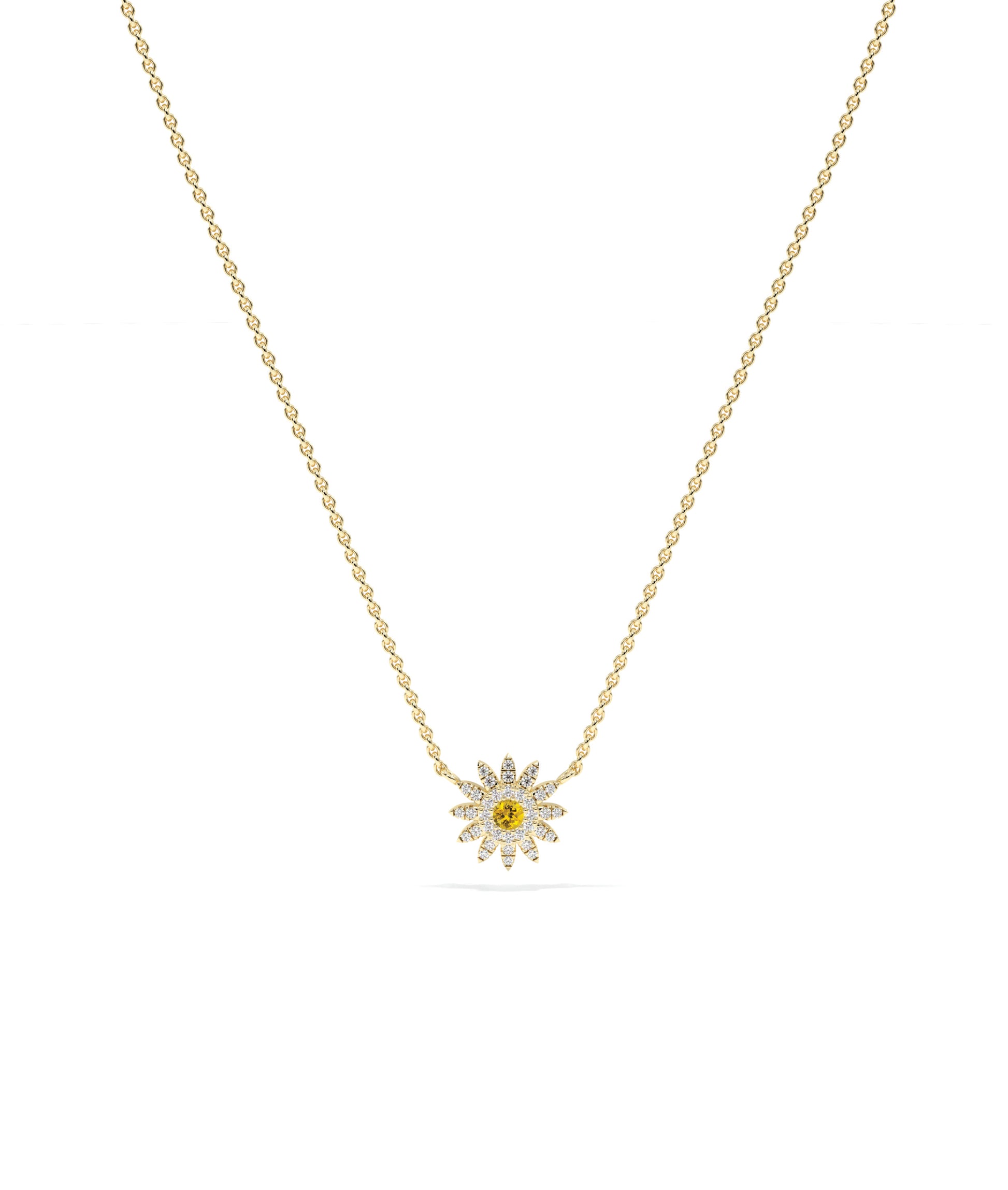 Birthstone and Diamond Flower Necklace | Diamond Necklace