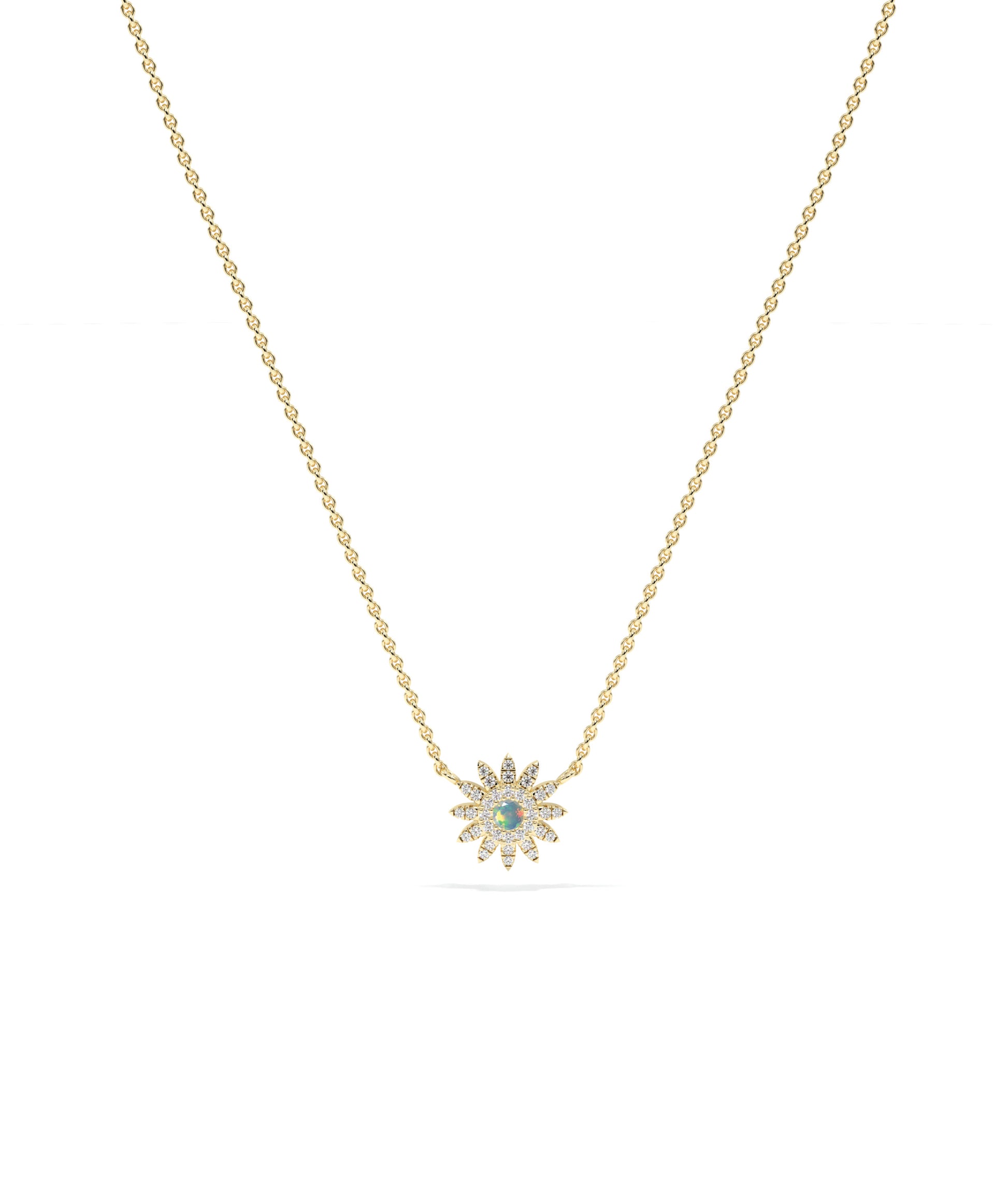 Birthstone and Diamond Flower Necklace | Diamond Necklace