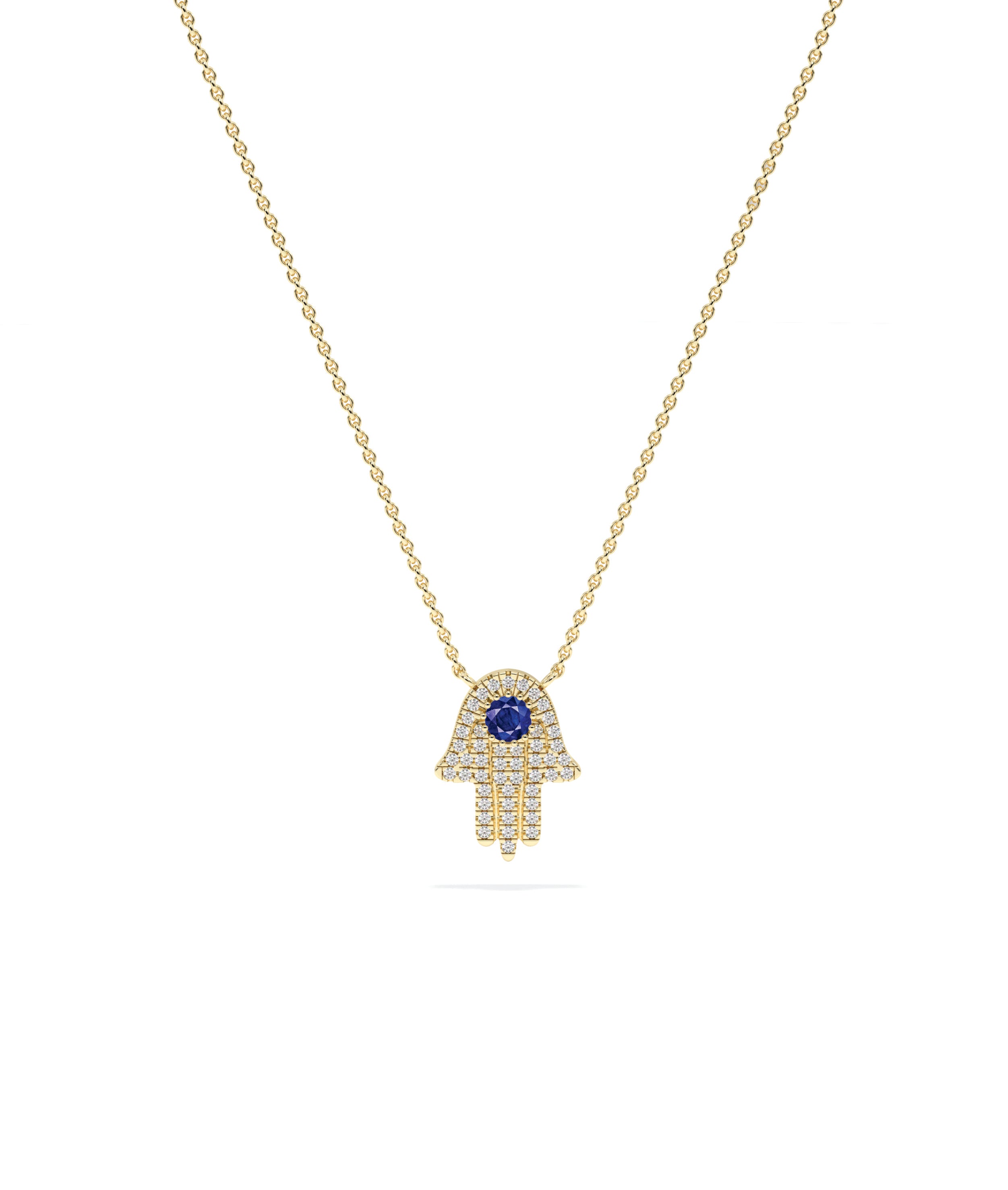 Birthstone and Diamond Pave Hamsa | Diamond Necklace