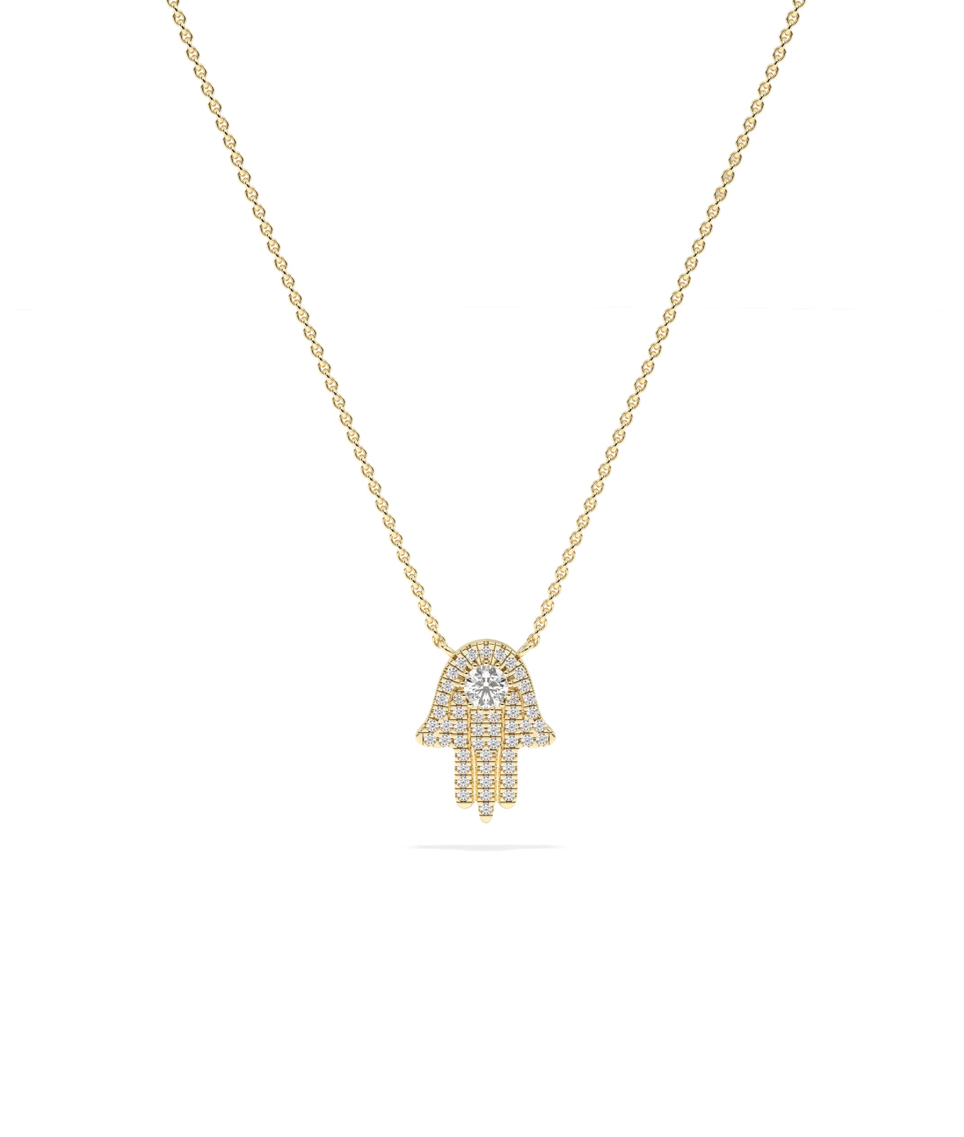 Birthstone and Diamond Pave Hamsa | Diamond Necklace