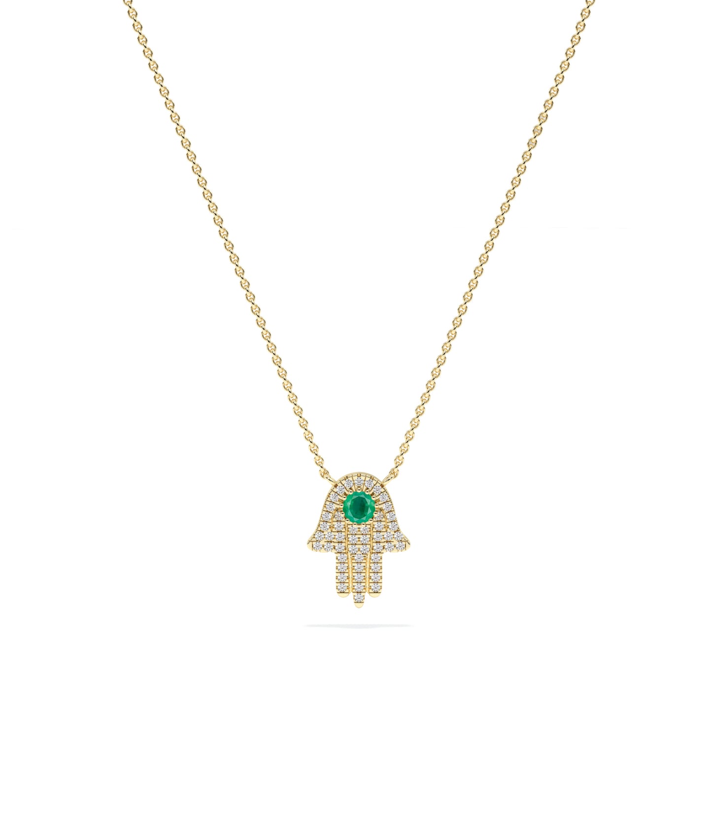 Birthstone and Diamond Pave Hamsa | Diamond Necklace