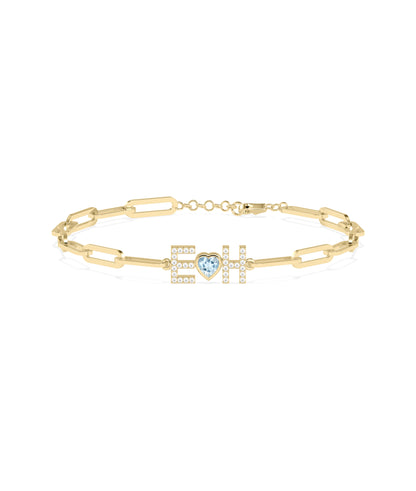 Birthstone and Diamond Initial Bracelet | Diamond Bracelet