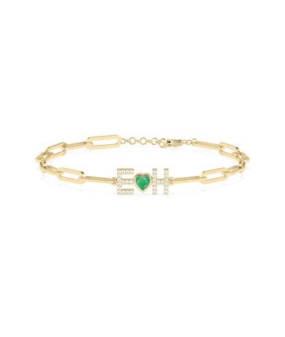 Birthstone and Diamond Initial Bracelet | Diamond Bracelet