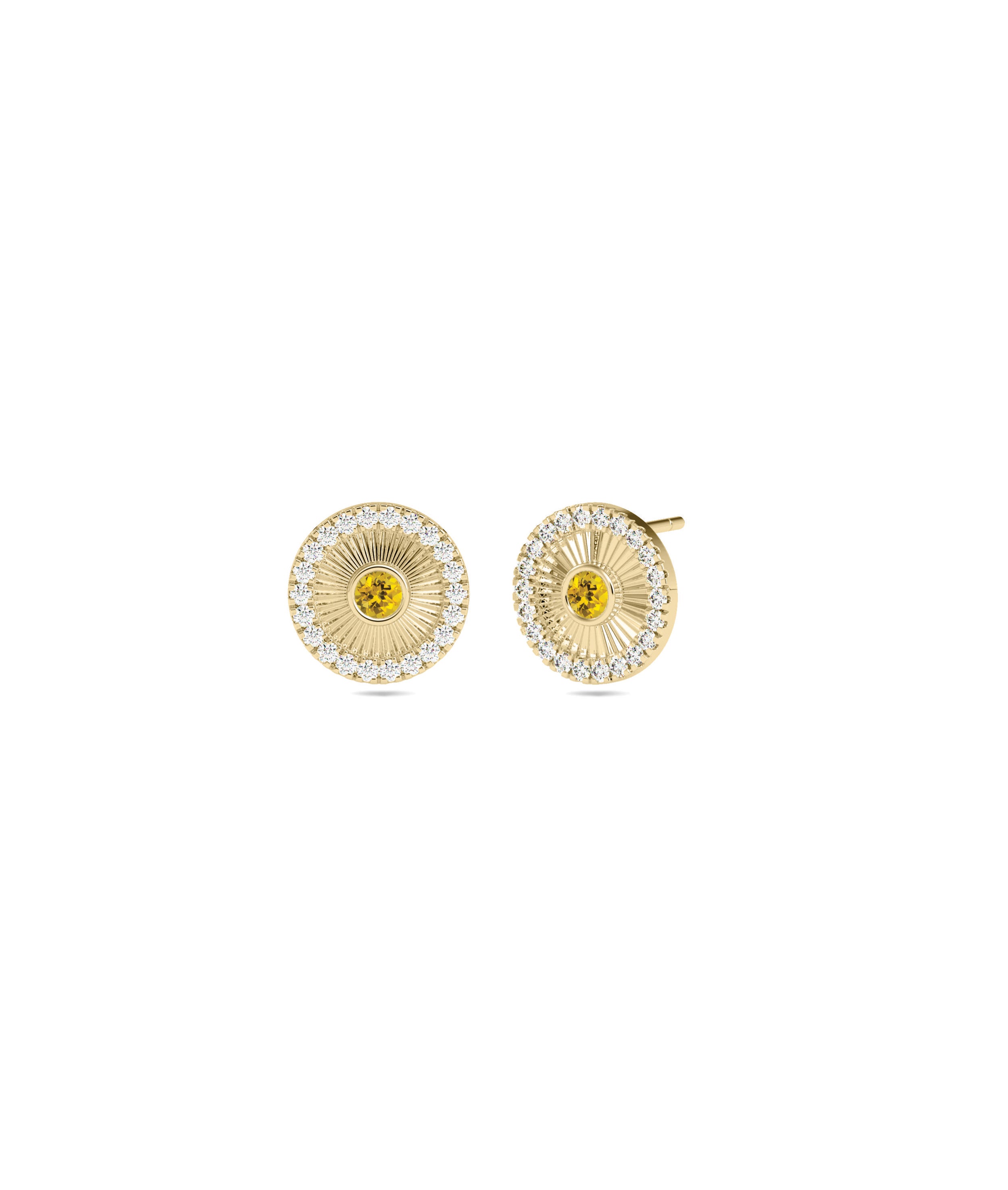 Diamond and Birthstone Halo Disc Stud Earring | Diamond Earrings Online