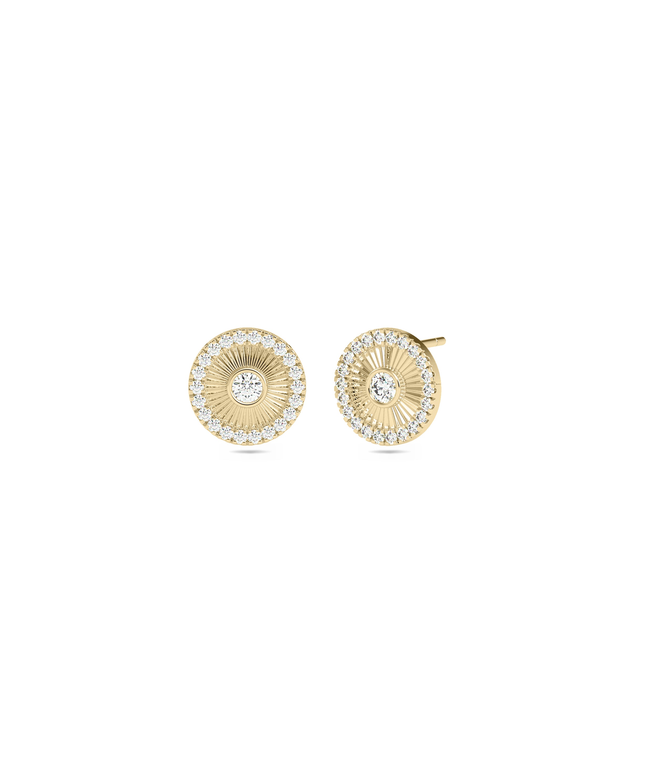 Diamond and Birthstone Halo Disc Stud Earring | Diamond Earrings Online