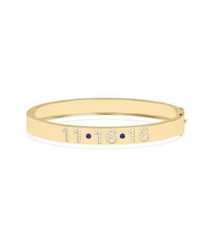 Birthstone and Diamond Engravable Bangle | Diamond Bangle