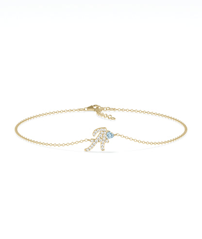 Diamond Initial with Solitaire Bracelet - GOLD bracelet