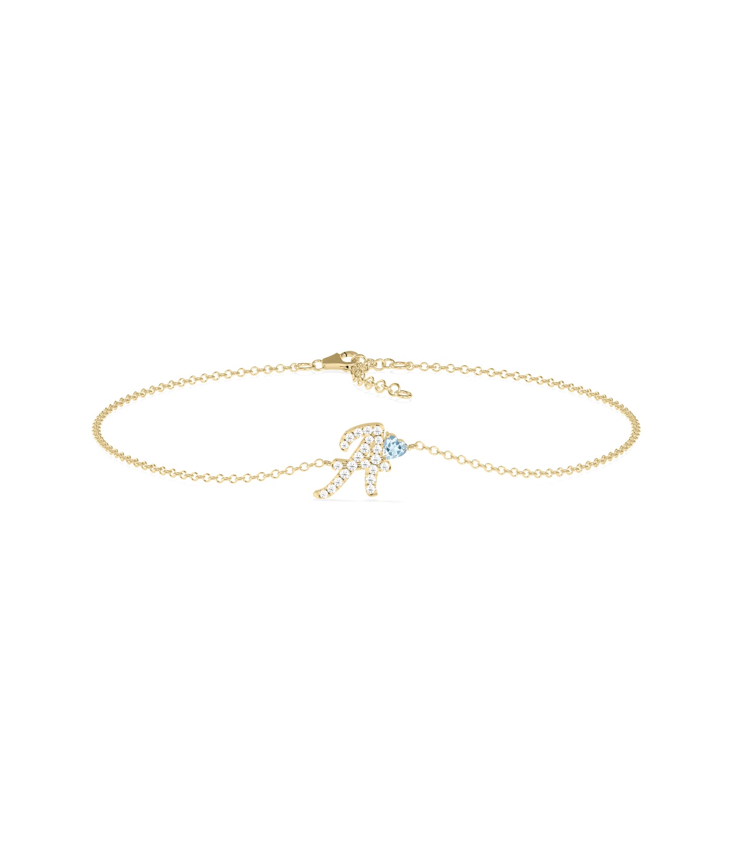 Birthstone and Diamond Initial Bracelet | Online Diamond Bracelet