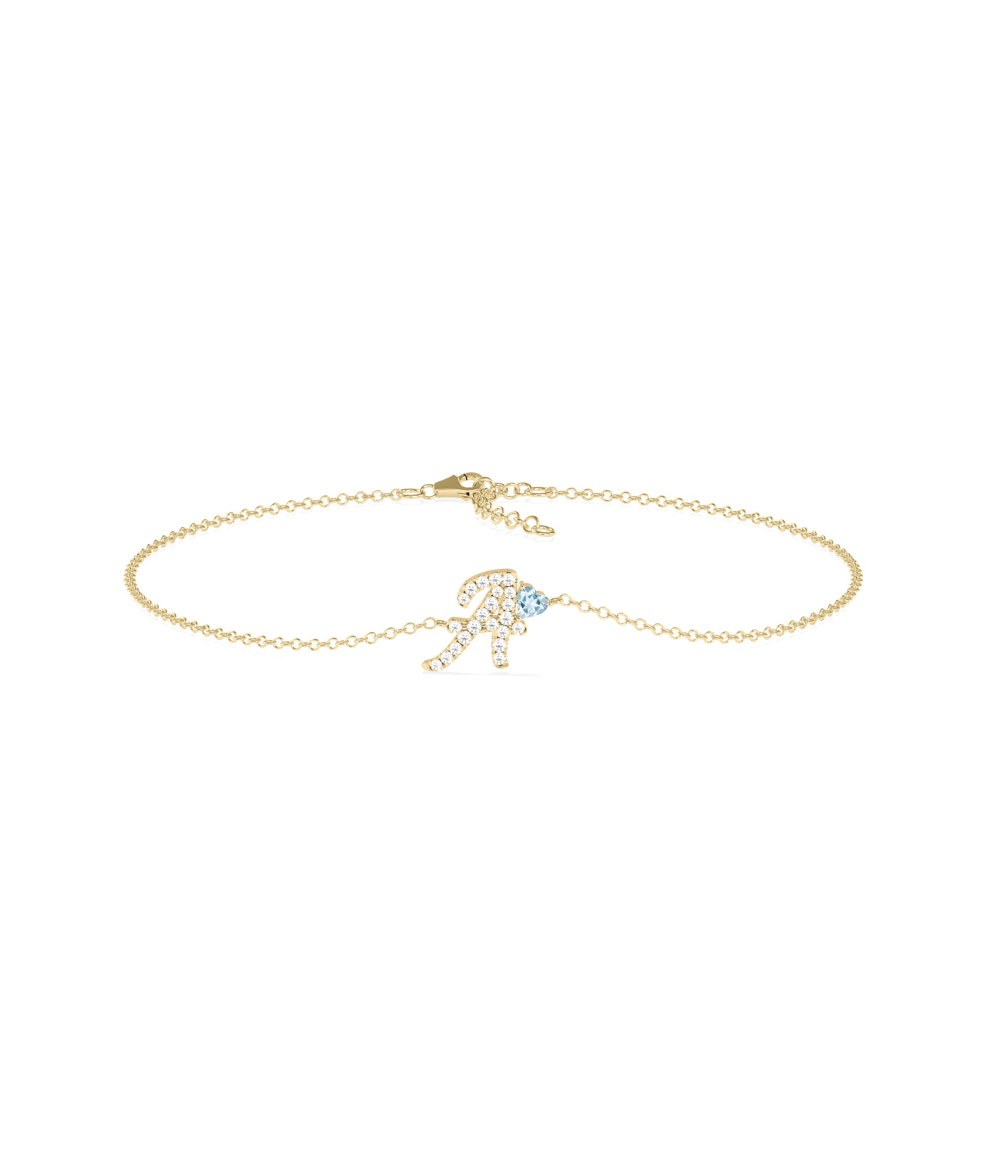 Birthstone and Diamond Initial Bracelet | Online Diamond Bracelet