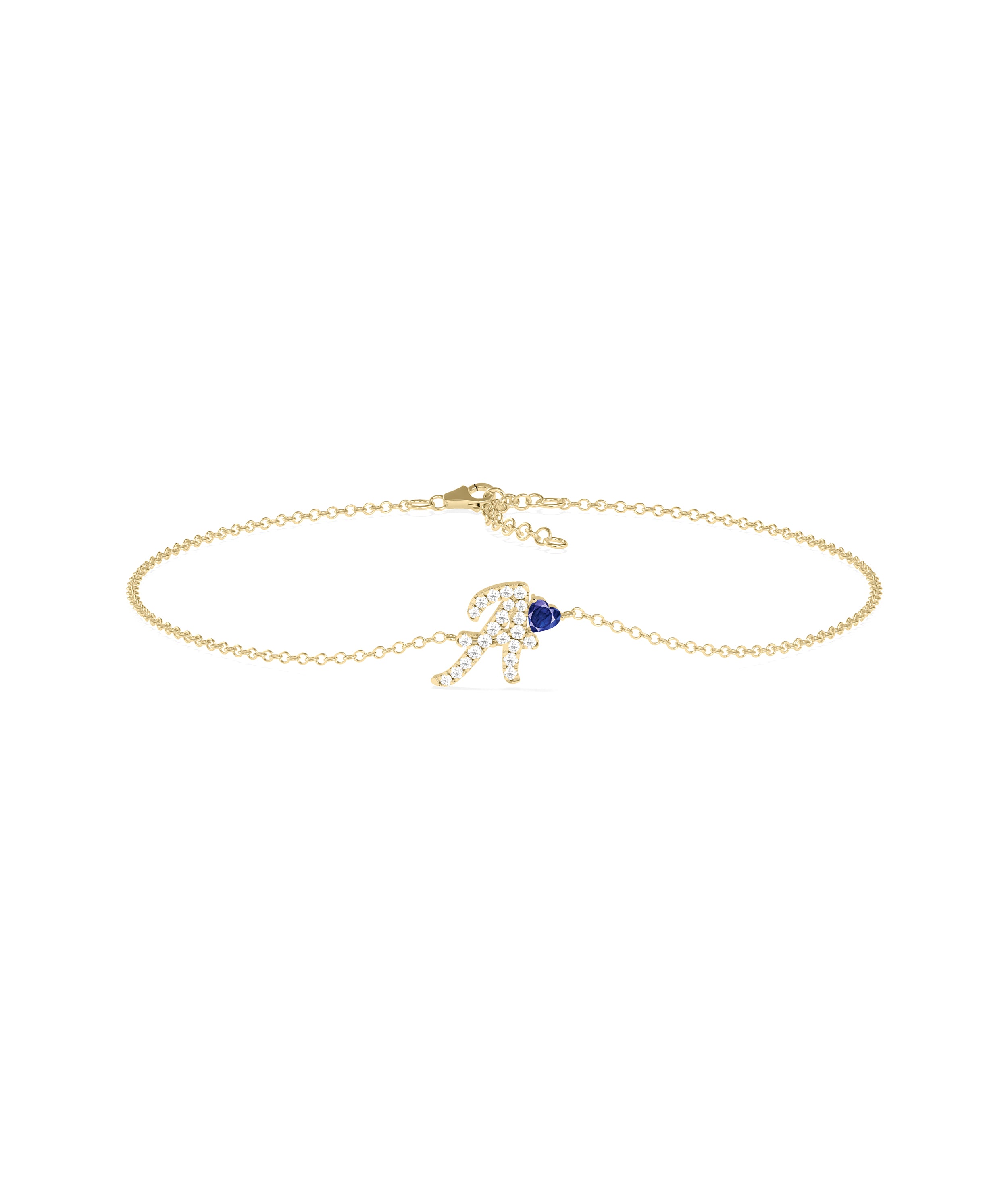 Birthstone and Diamond Initial Bracelet | Online Diamond Bracelet